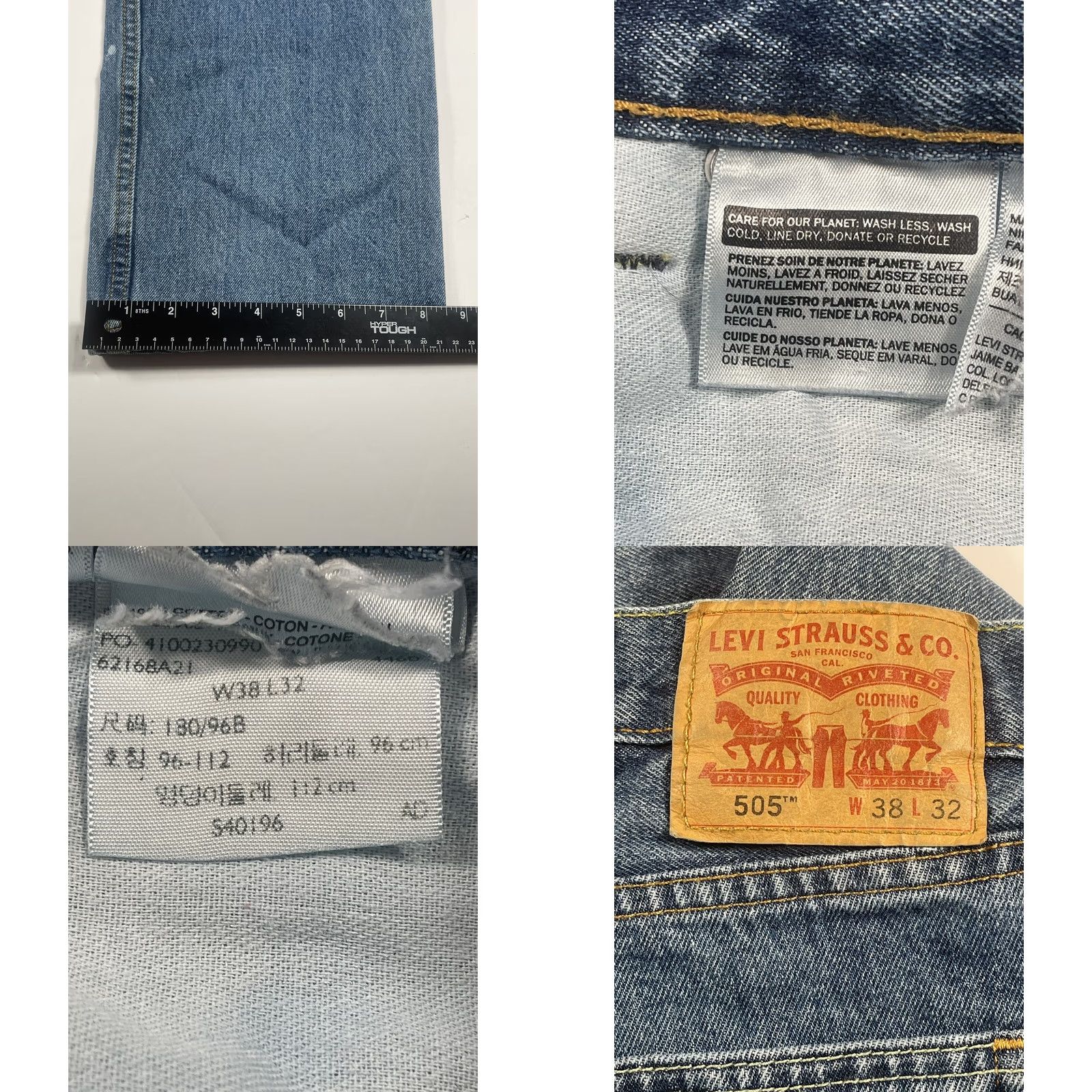 Levi's Levi'S Jeans Mens 38 Blue 38Wx32L Wash Strauss Straight Leg Denim Cotton Size US 38 / EU 54 - 8 Thumbnail