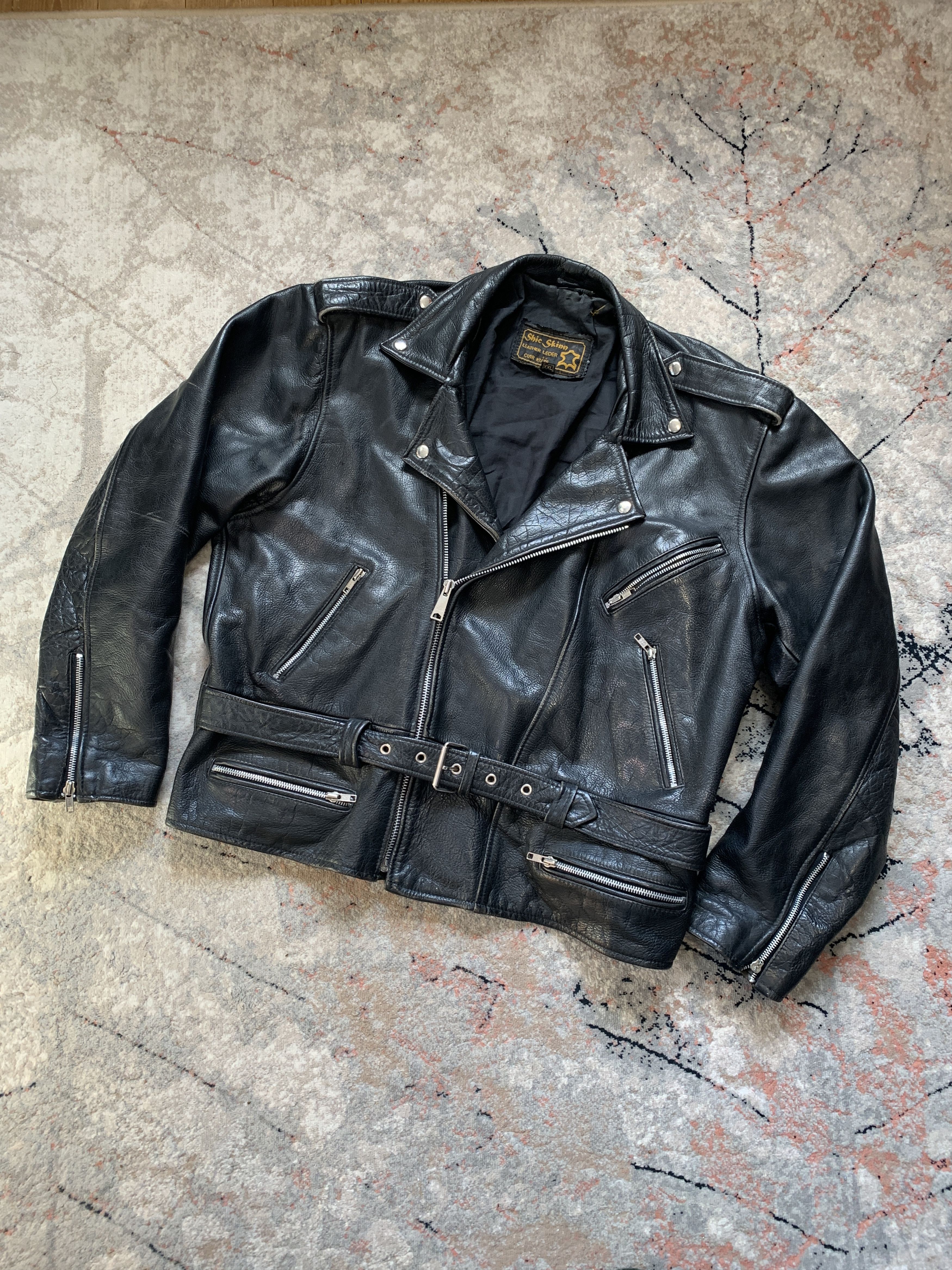 Vintage Vintage SHIC SKINN Moto Biker Leather Jacket Size US XXL / EU 58 / 5 - 1 Thumbnail