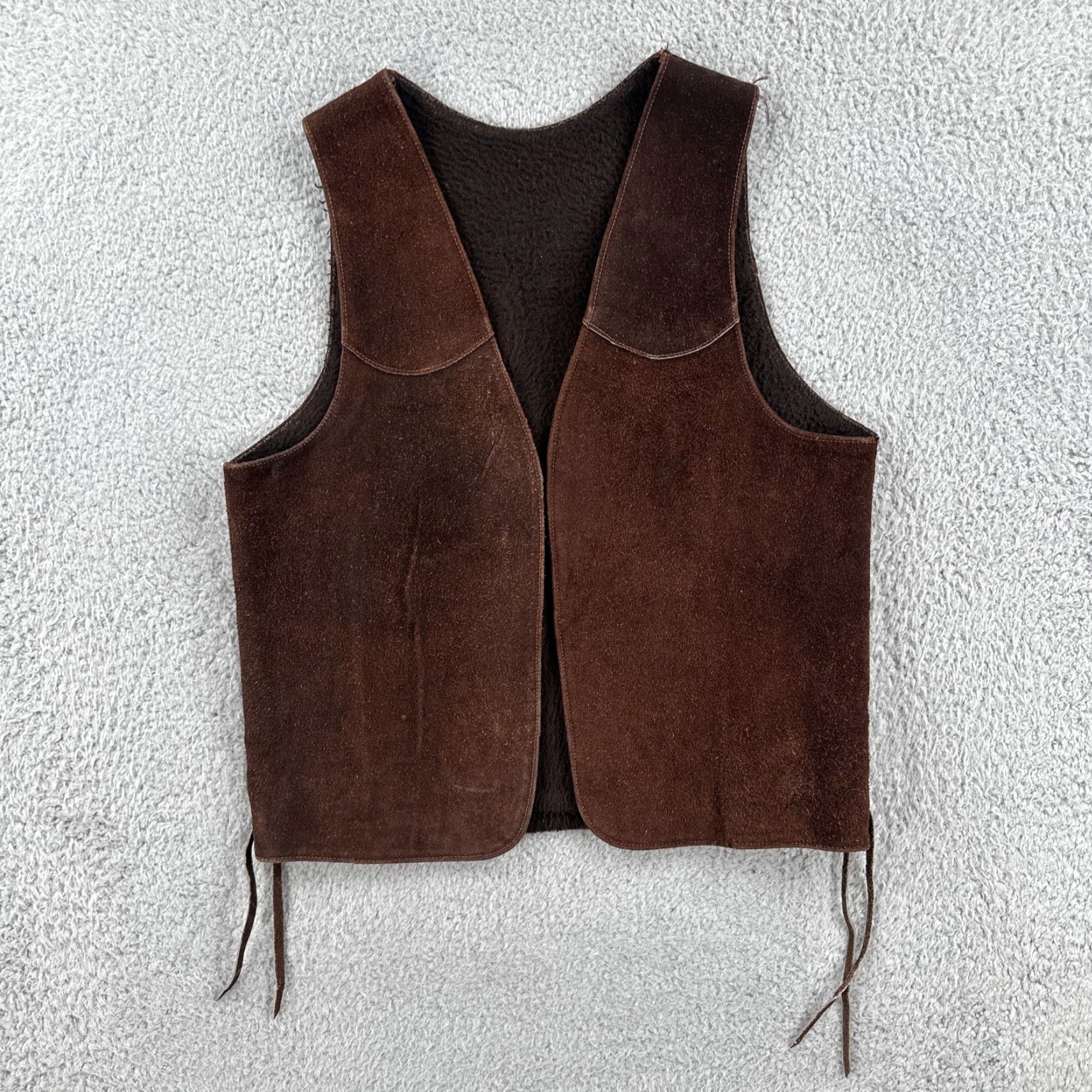 Vintage VINTAGE 60s Leather Vest Dennis Hopper Easy Rider Style Fleece Lined Leather Vest S Brown Mens Womens Girls Boys Size US S / EU 44-46 / 1 - 2 Thumbnail