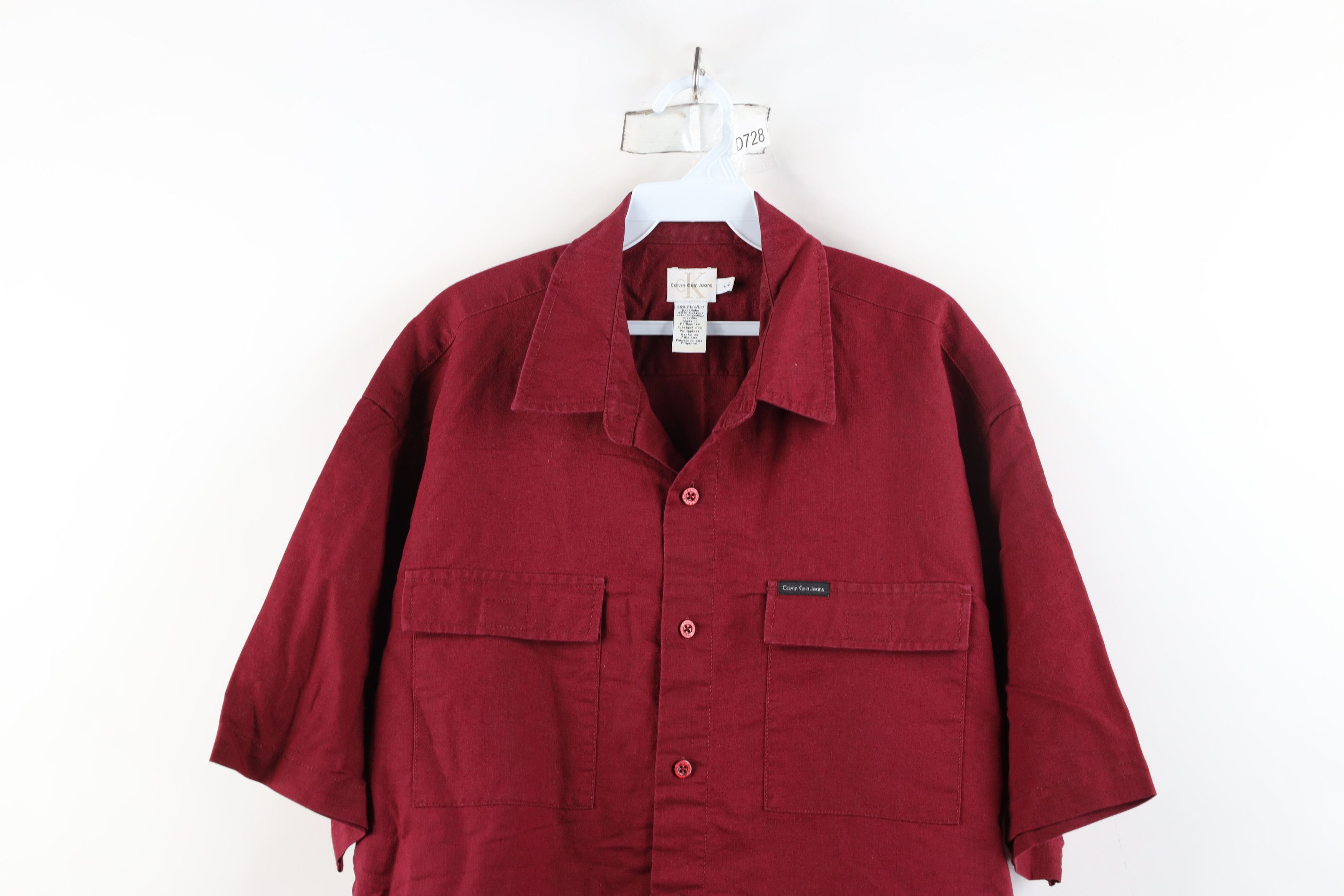 Calvin Klein × Vintage Vintage 90s Calvin Klein Flax Linen Collared Button Shirt Size US L / EU 52-54 / 3 - 2 Thumbnail
