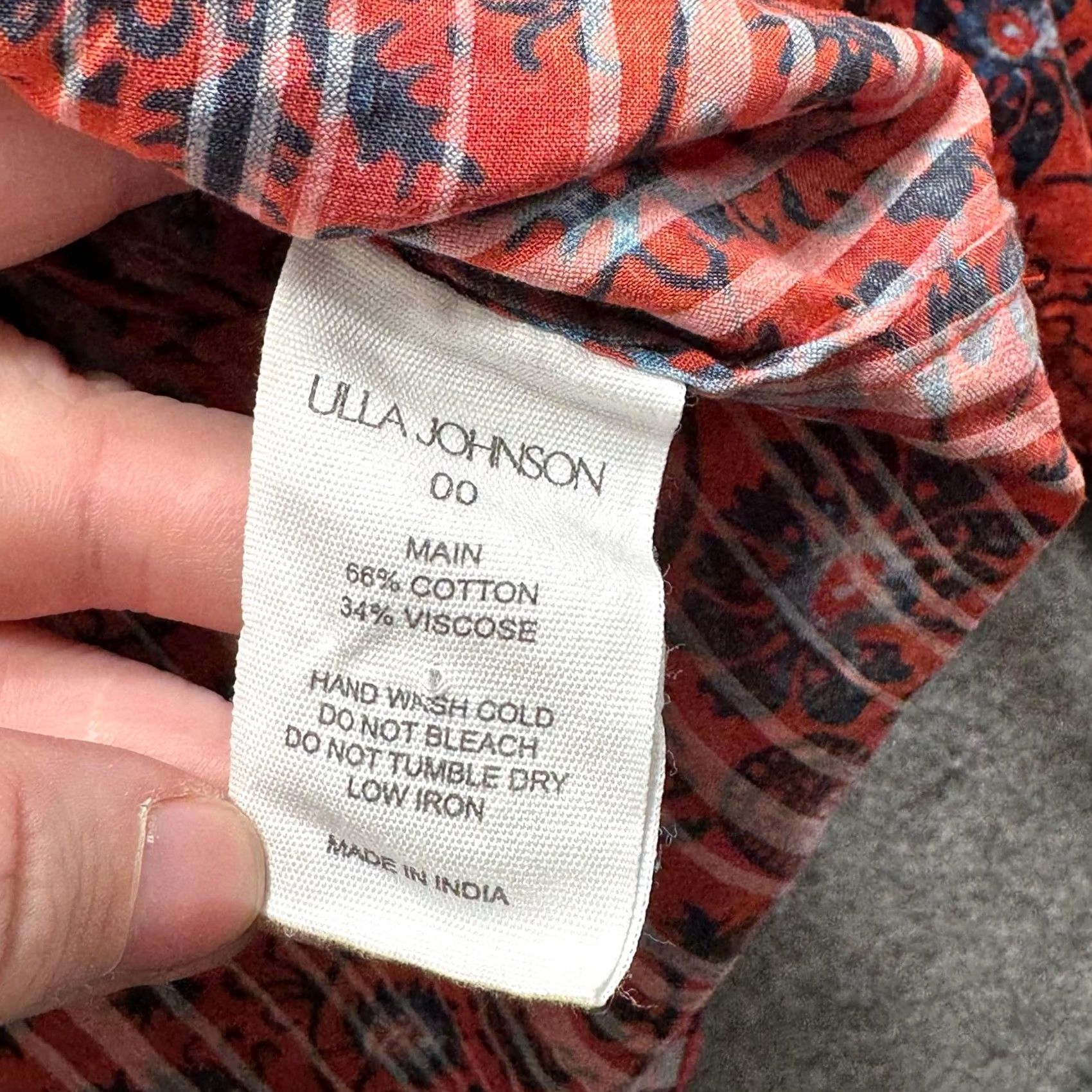 Ulla Johnson Ulla Johnson Blouse Womens 00 Red Floral Collared Balloon Sleeve Boho Top Size XXS / US 00 / IT 34 - 7 Thumbnail
