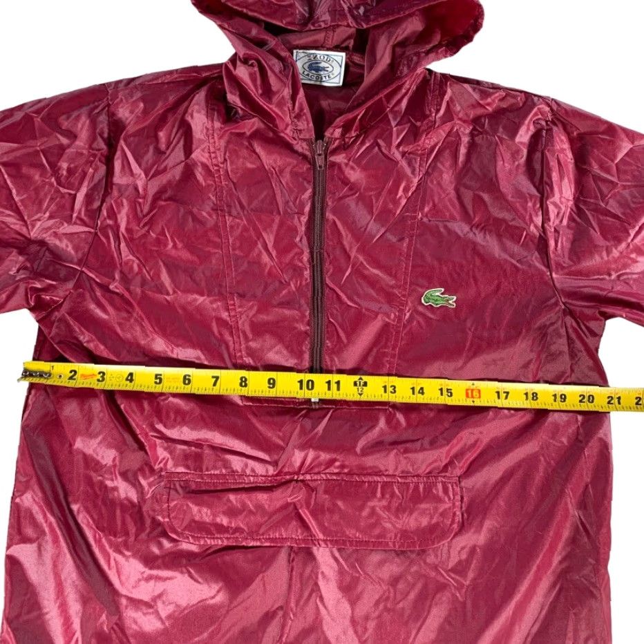 VTG Lacoste Men's Nylon Hooded Anorak Full Zip Jacket Burgundy Red Small