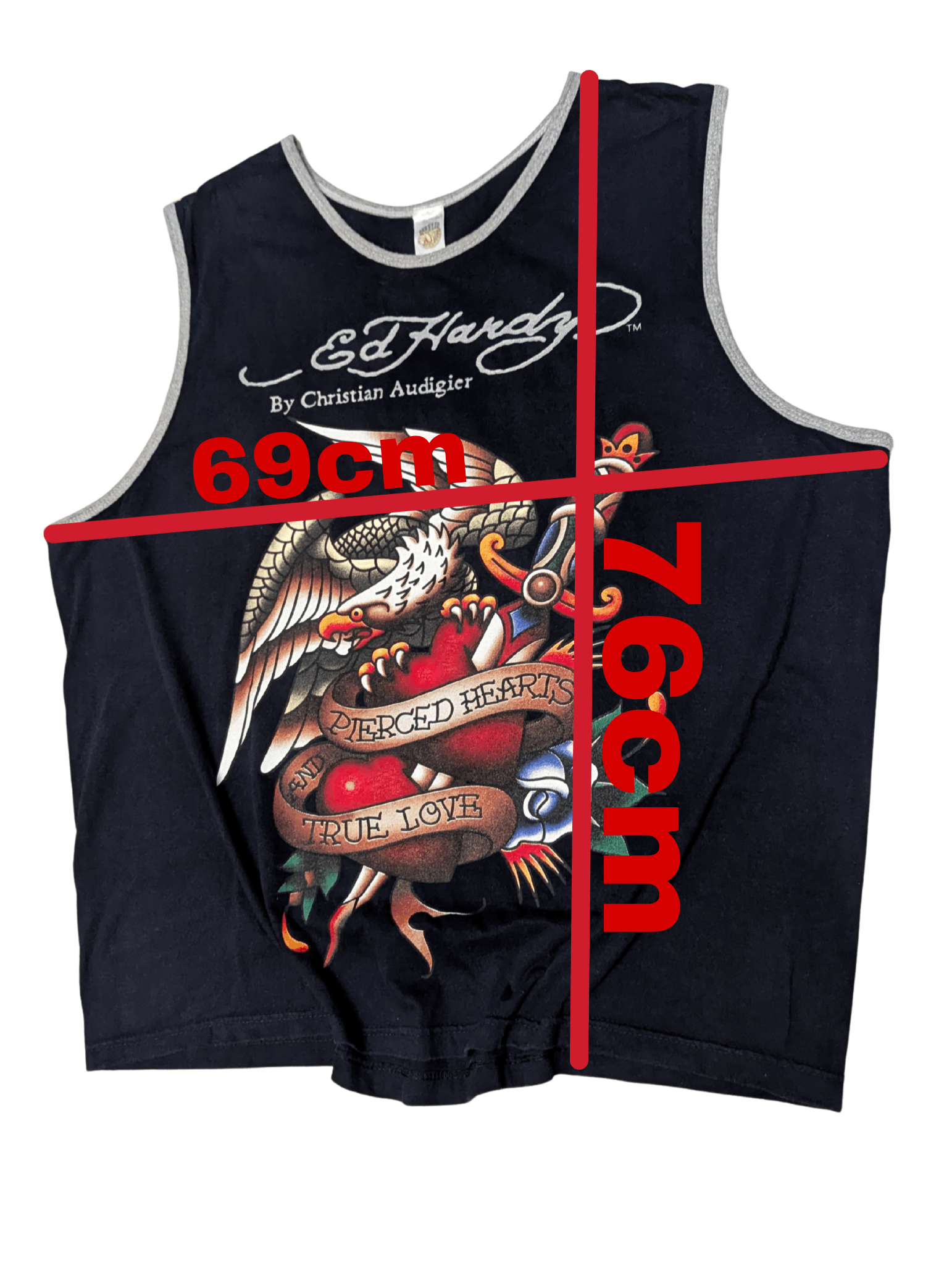 Ed Hardy Vintage Ed Hardy “Pierced Hearts” Y2K Tank Top Made in USA Size US XL / EU 56 / 4 - 10 Thumbnail