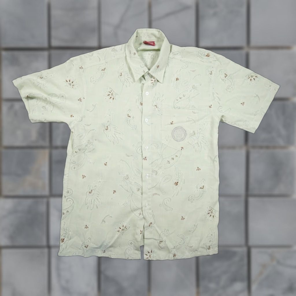 Versace VINTAGE Versace Button-Up Shirt Mens 2XL Green Paisley Medusa Logo Italy XL USA Size US XXL / EU 58 / 5 - 1 Thumbnail
