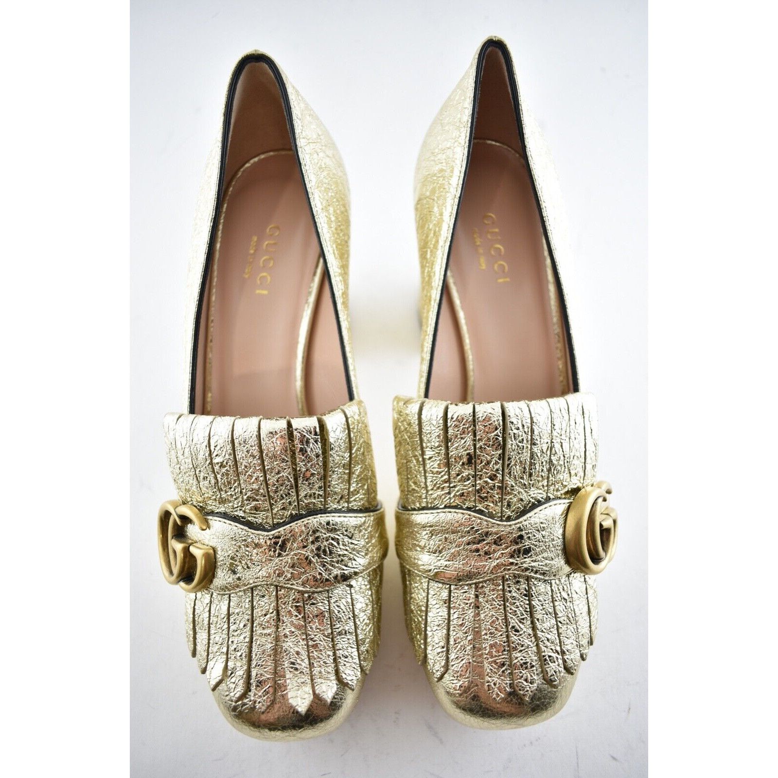 Gucci Marmont Platform Platino Block Heel Mule Loafer Pump 36 Size US 6 / IT 36 - 6 Thumbnail