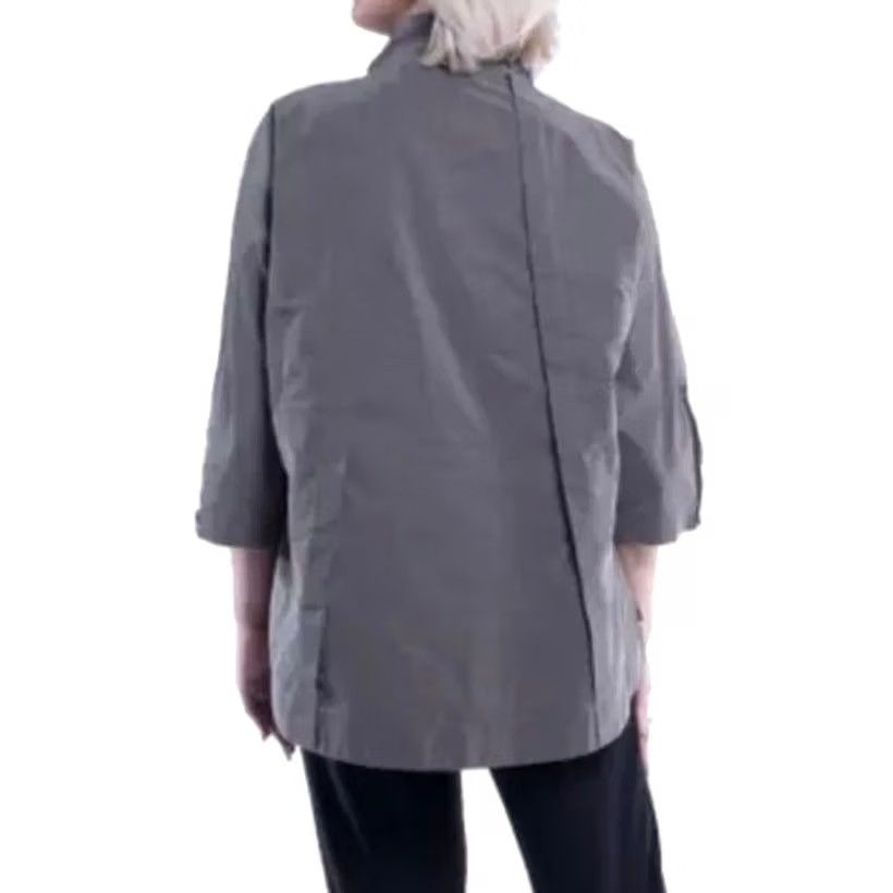 Vintage Sun Kim Women’s Jacket Pullover Water Repellent 3/4 Sleeve XS Gray Pockets Pullover Lightweight Collared Zip Accent Boston Jacket Womens XS Size XS / US 0-2 / IT 36-38 - 6 Thumbnail