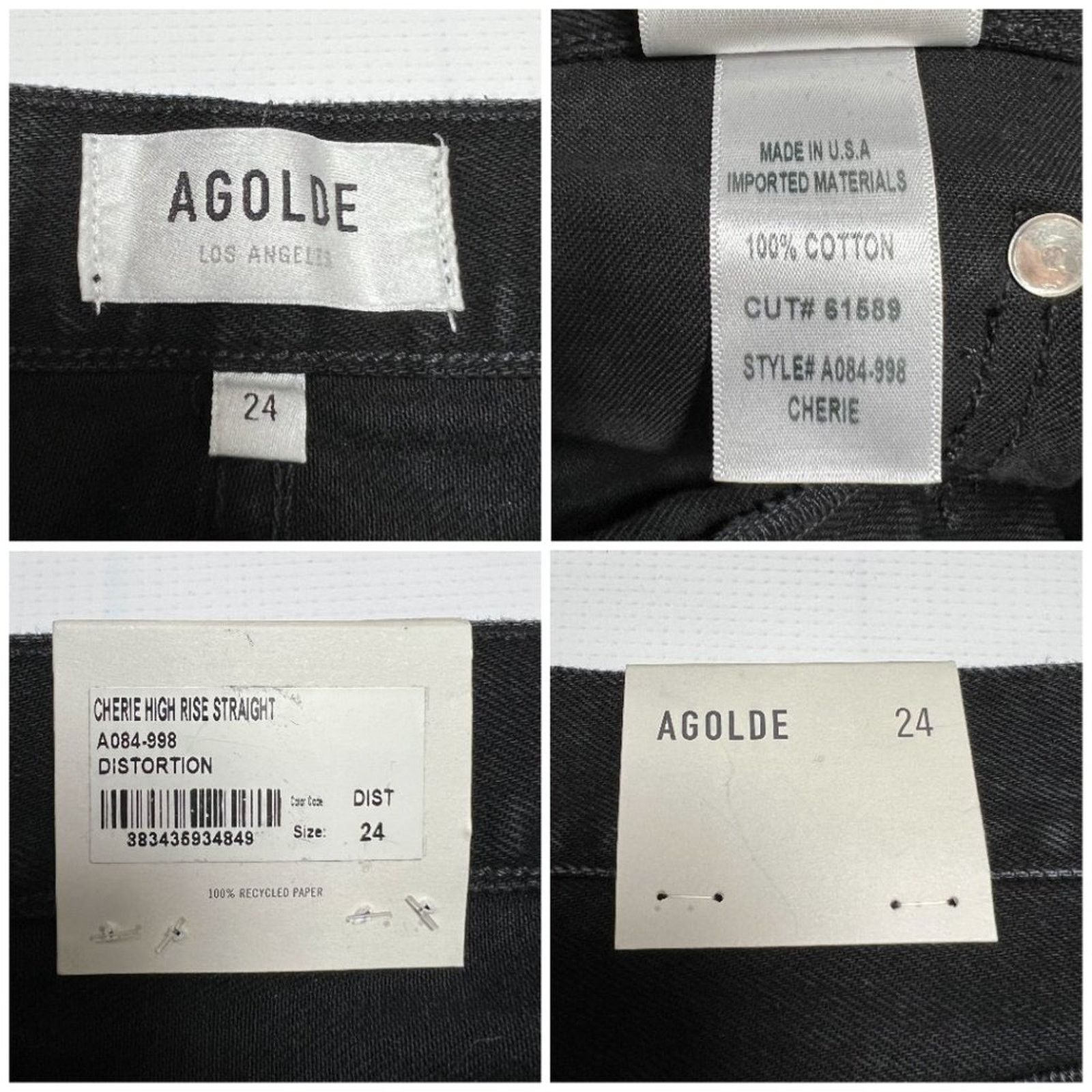 Agolde AGOLDE Cherie High Rise Straight Jeans Black 24x31 NWT Size 24" / US 00 / IT 34 - 5 Thumbnail