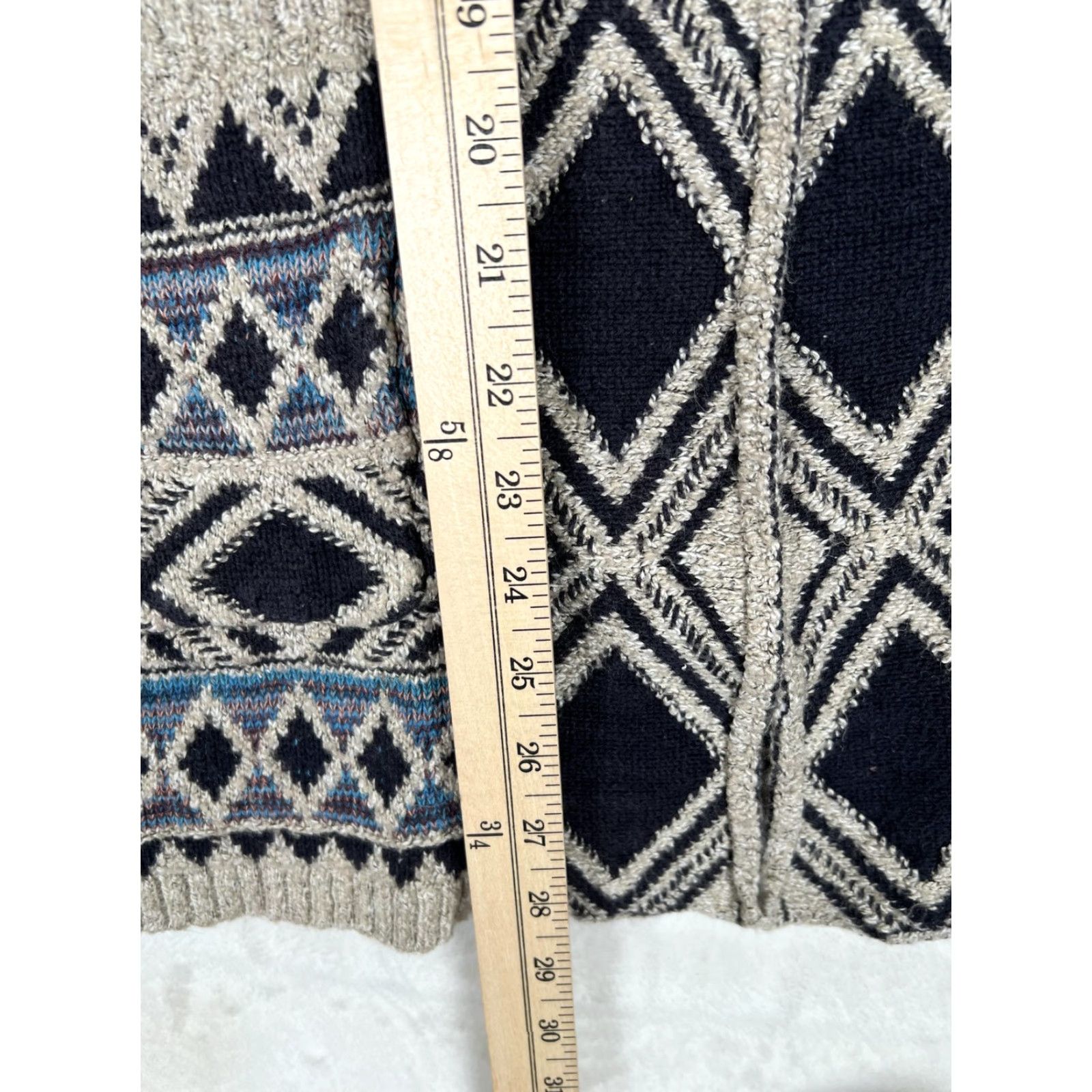 Lucky Brand Lucky Brand Cardigan Sweater Womens XS/S Beige Blue Open Front Aztec Knit - Geometric Open Front Pockets Shawl Collar Long Sleeve Knit Body Size S / US 4 / IT 40 - 5 Thumbnail