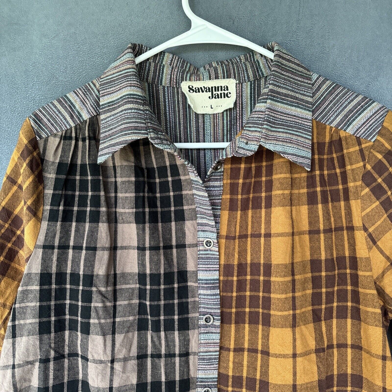 Other Savanna Jane Shirt Women’s Large Patchwork Plaid Long Sleeve Size L / US 10 / IT 46 - 6 Thumbnail