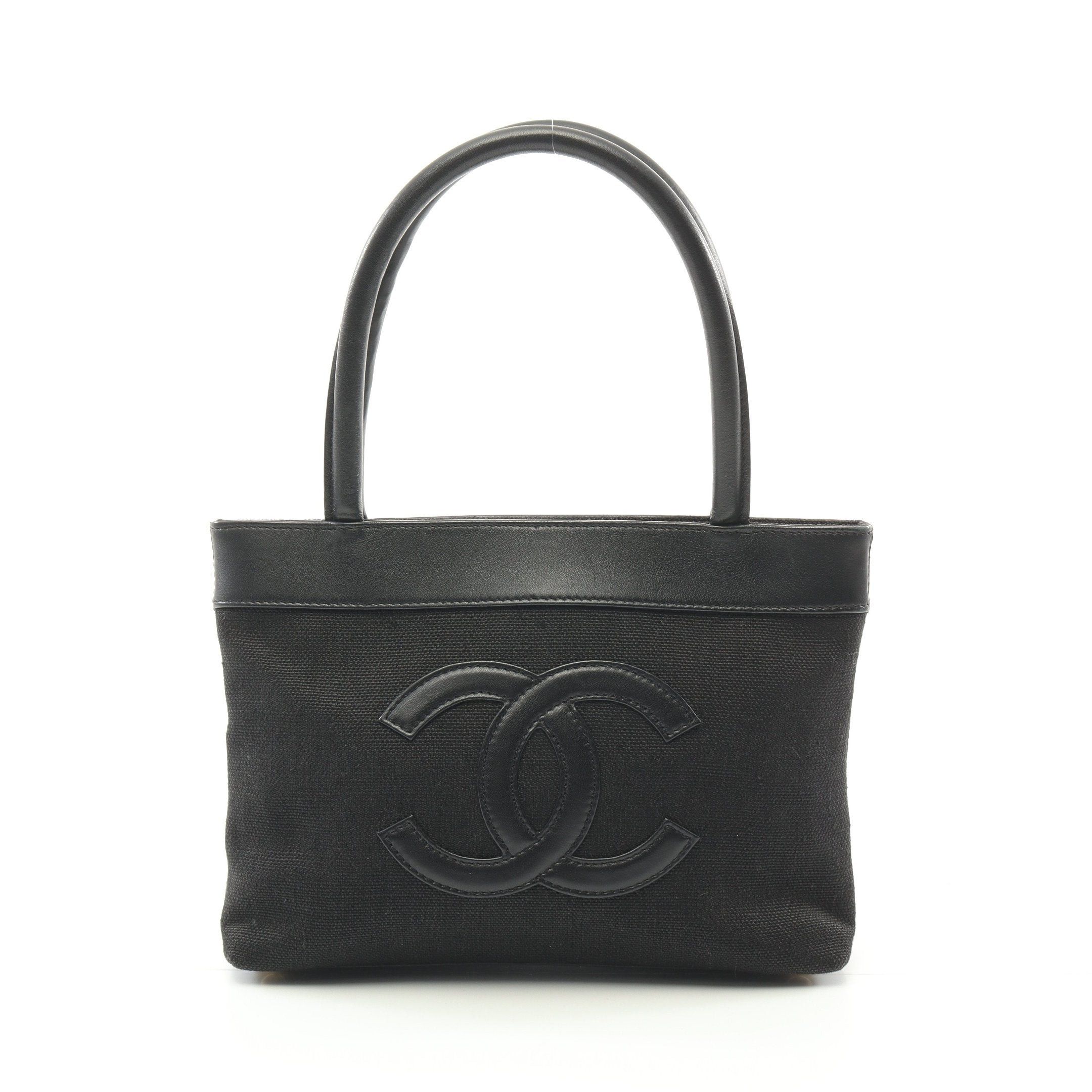 Chanel Chanel Coco Mark Handbag Canvas Leather Black Gold Hardware Size ONE SIZE - 1 Thumbnail