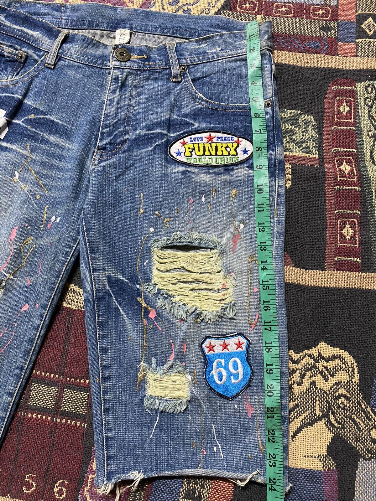 Japanese Brand Japanese Daily News Funky World Union Short Jeans Size US 33 - 7 Thumbnail