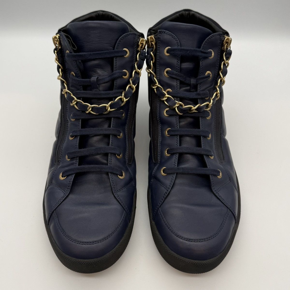 Chanel Chanel High-Top Sneakers in Navy Lamdskin Size US 11 / EU 44 - 2 Thumbnail