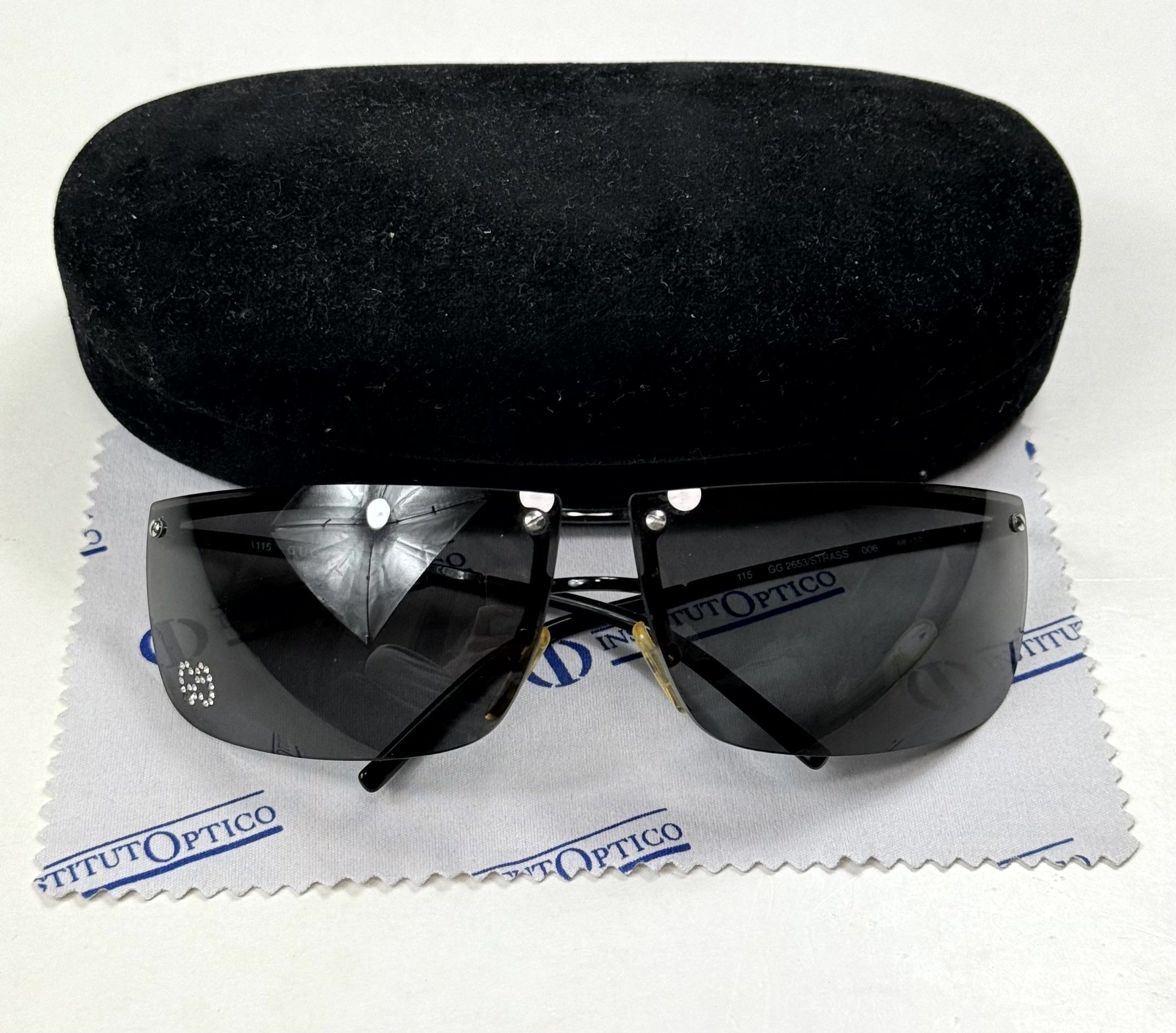 Gucci × Vintage Gucci GG Rhinestone Rimless 00s Sunglasses GG 2653