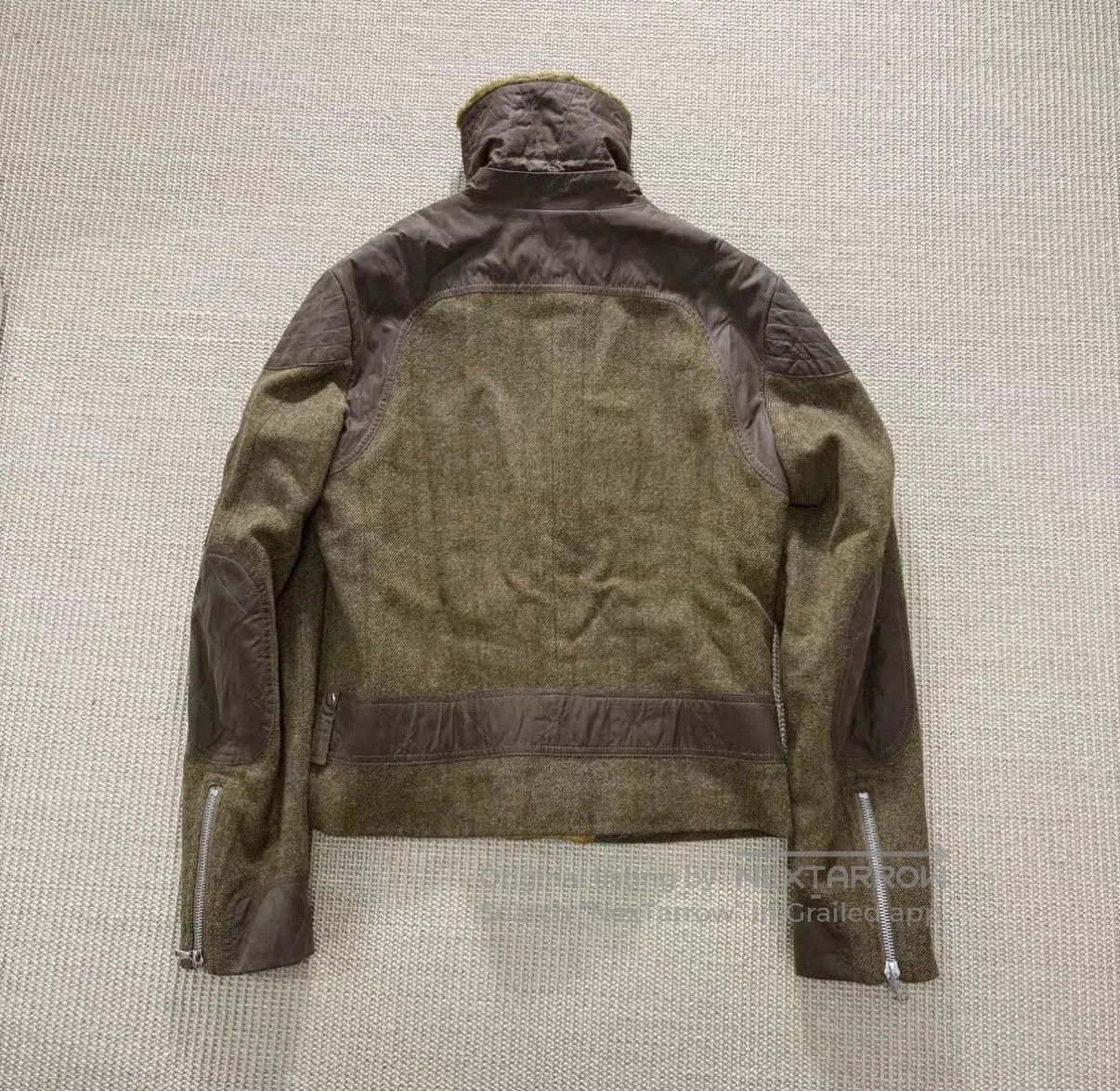 Dries Van Noten Green Moto Jacket with Faux Fur Collar Size M. Size US M / EU 48-50 / 2 - 3 Thumbnail