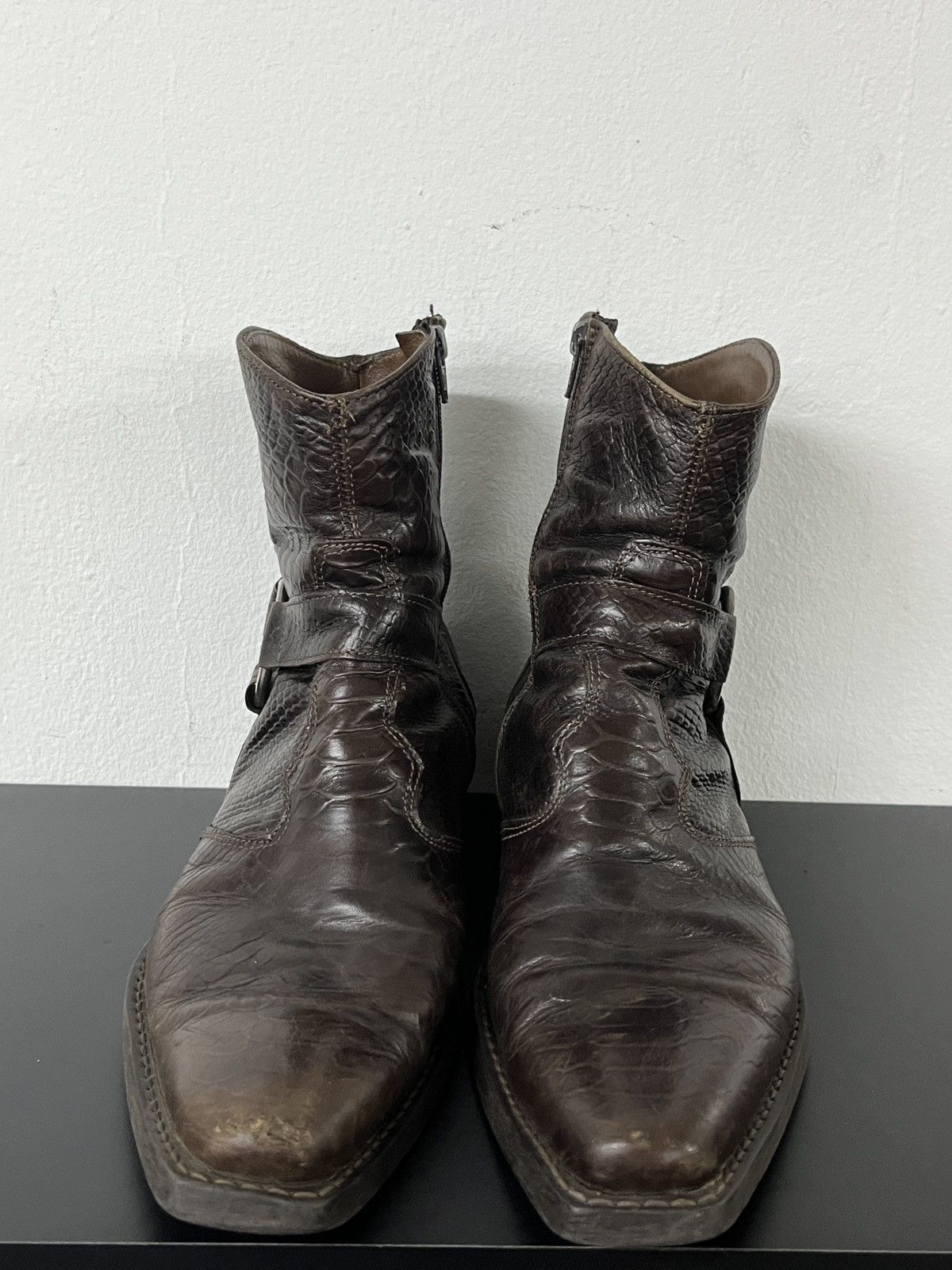 Hedi Slimane Leather Python Harness Boots Saint Laurent Wyatt Inspired Size US 9 / EU 42 - 18 Thumbnail