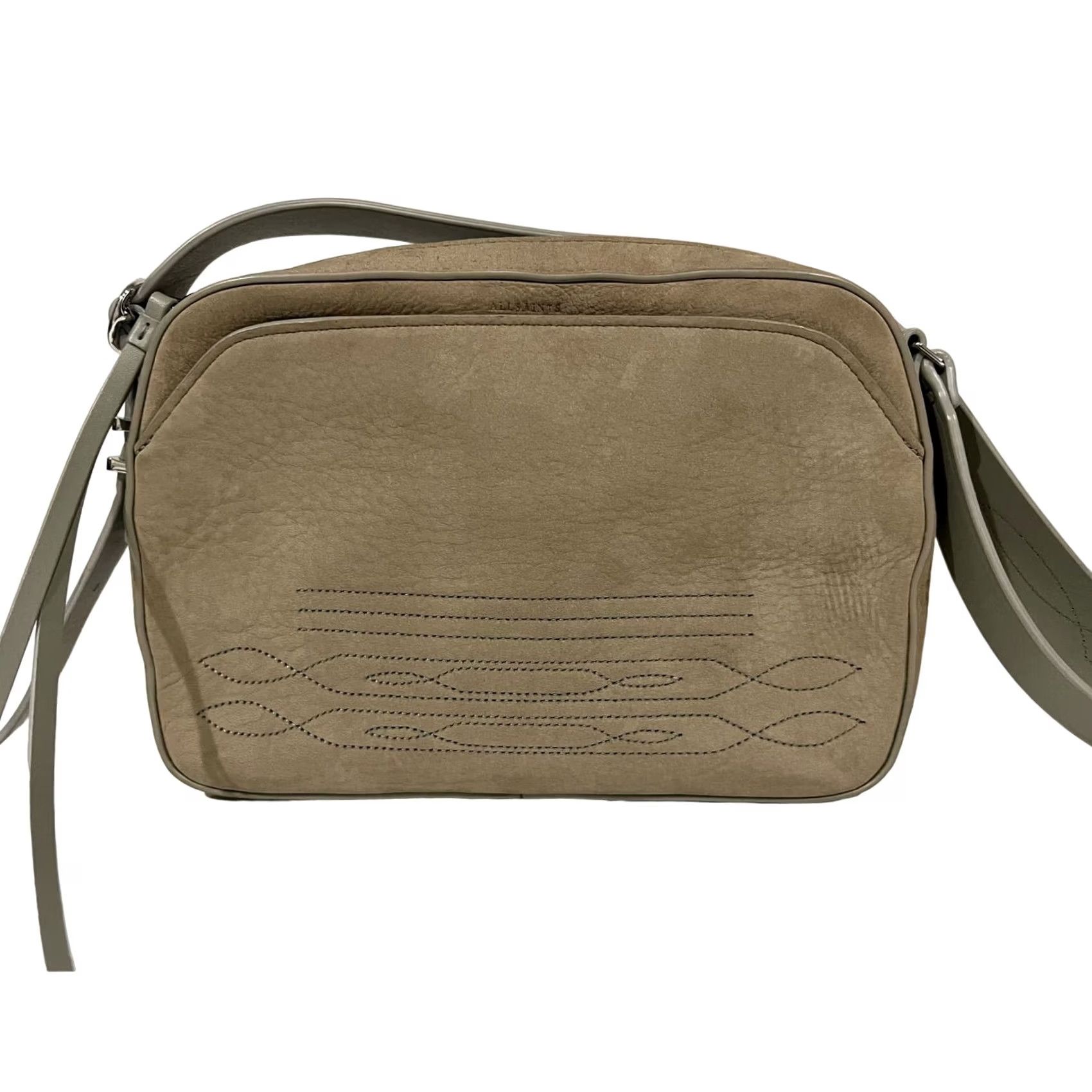 Allsaints All Saints Cooper Crossbody Bag Leather Taupe Gray Stitching Camera Purse Women XS? Size ONE SIZE - 5 Thumbnail