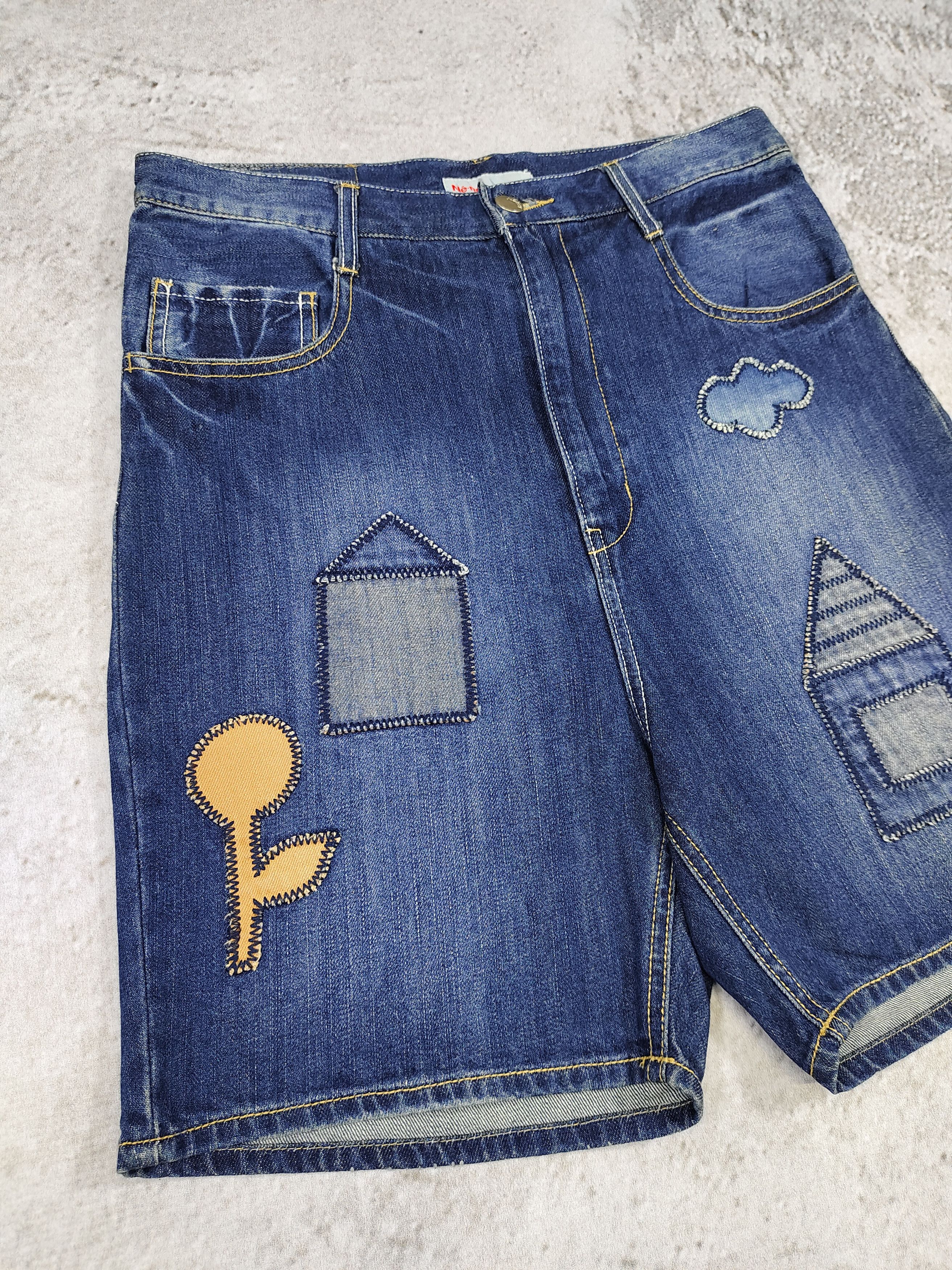 Ne-Net 00s Ne-Net- Archive Hand Stitched Pacthwork Denim Short Size 29" - 3 Thumbnail