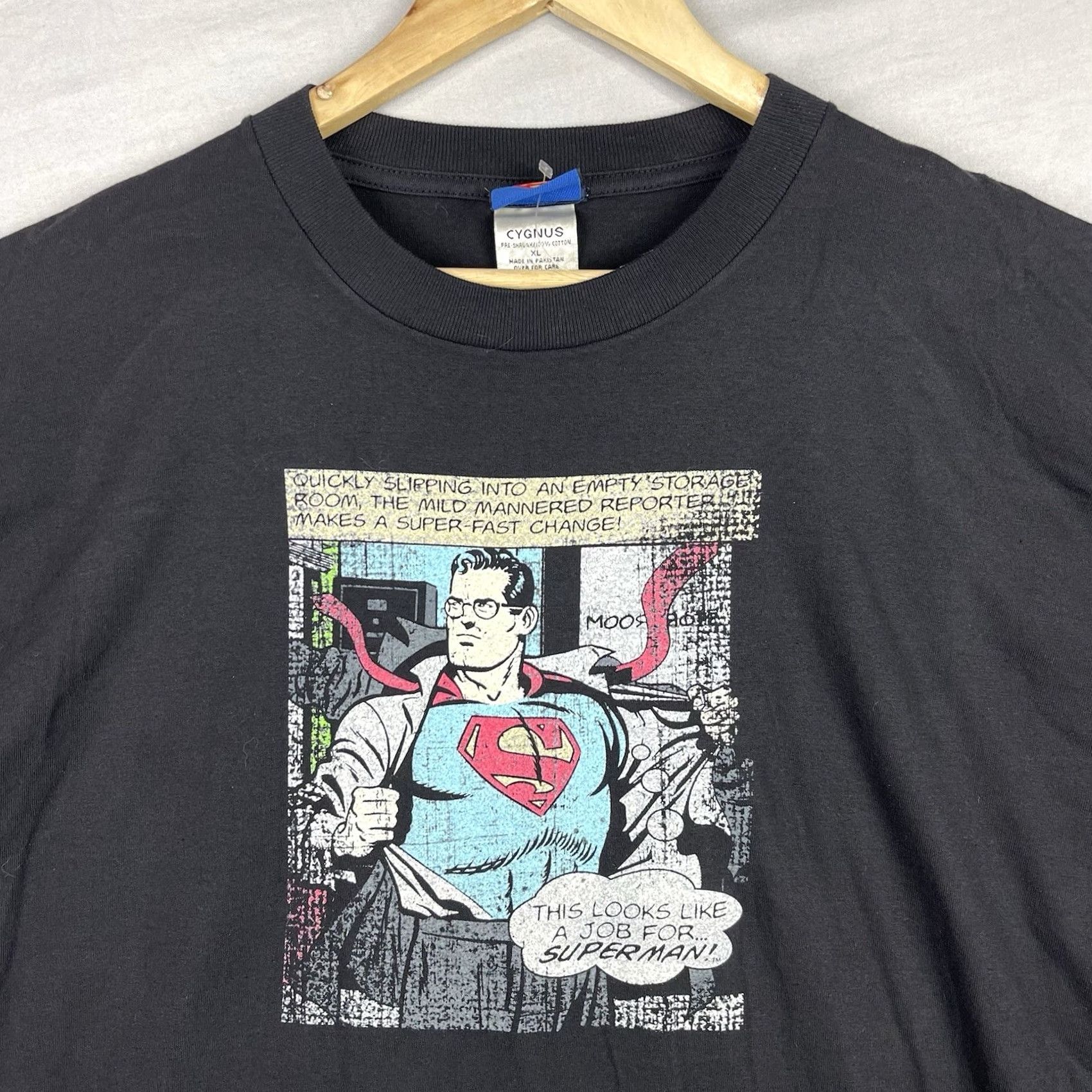 DC Comics VINTAGE Superman Shirt Mens XL Black DC Comics Comic Strip Panel Superhero Tee Size US XL / EU 56 / 4 - 3 Thumbnail