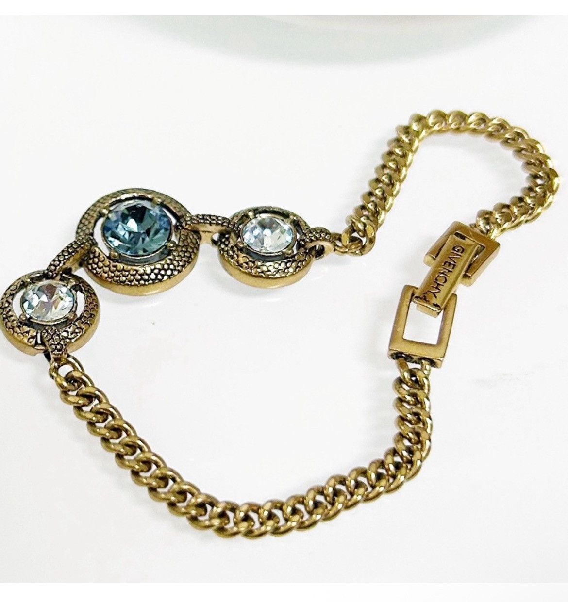 Givenchy Authentic Givenchy Gold and Blue Crystal Chain Bracelet Size ONE SIZE - 9 Thumbnail