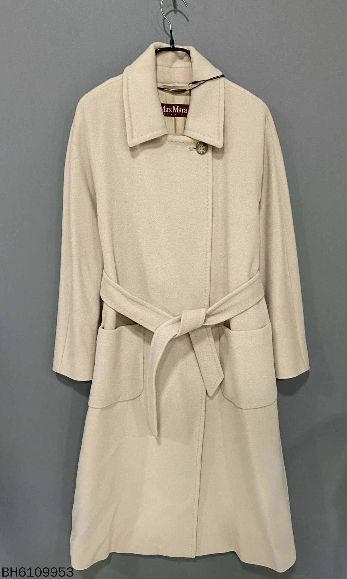 maxmara cream wool coat with belt