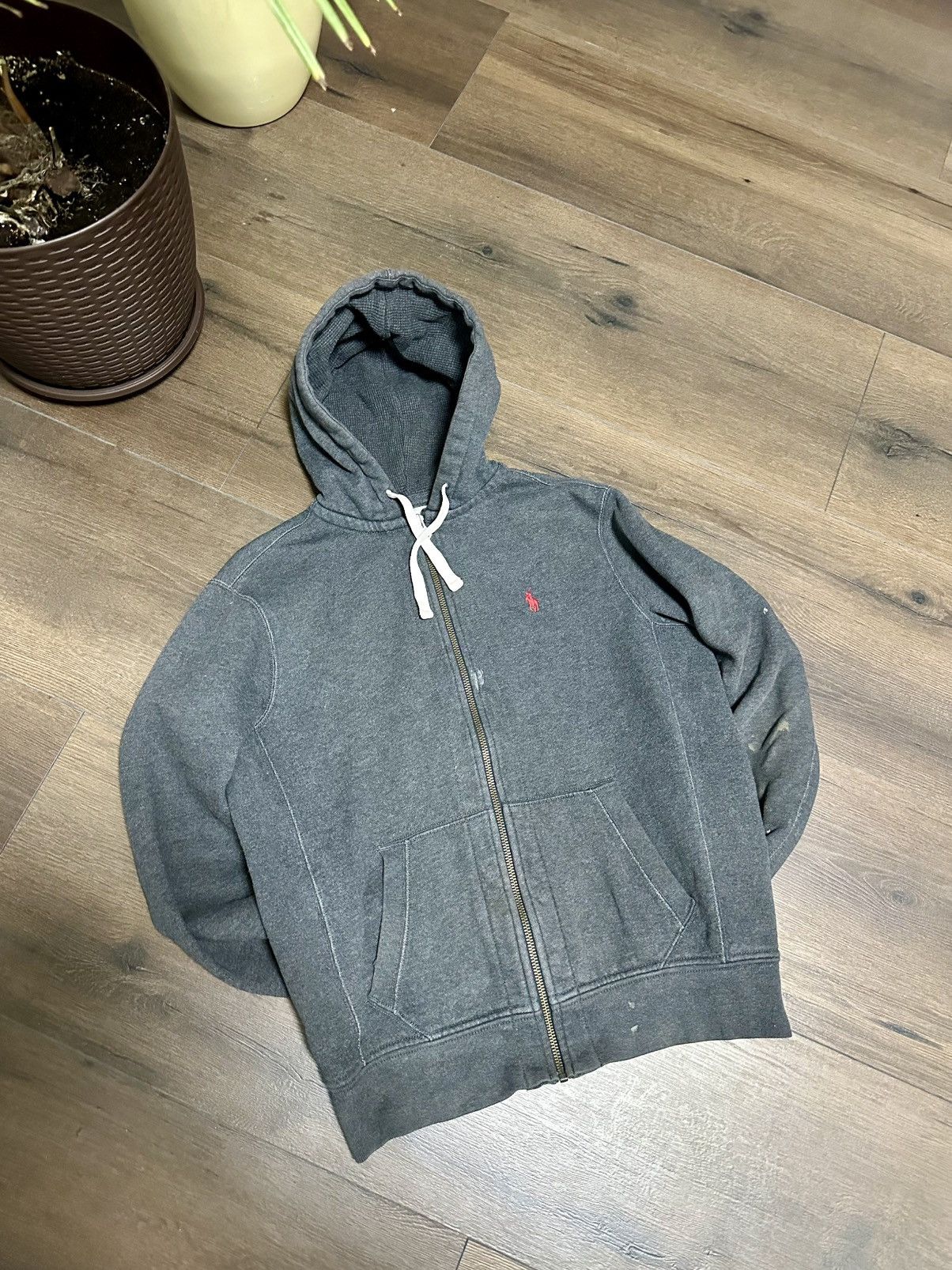 Vintage Polo Ralph high quality Lauren Faded Full Zip Heavy Boxy Hoodie Sweatshirt Men Large