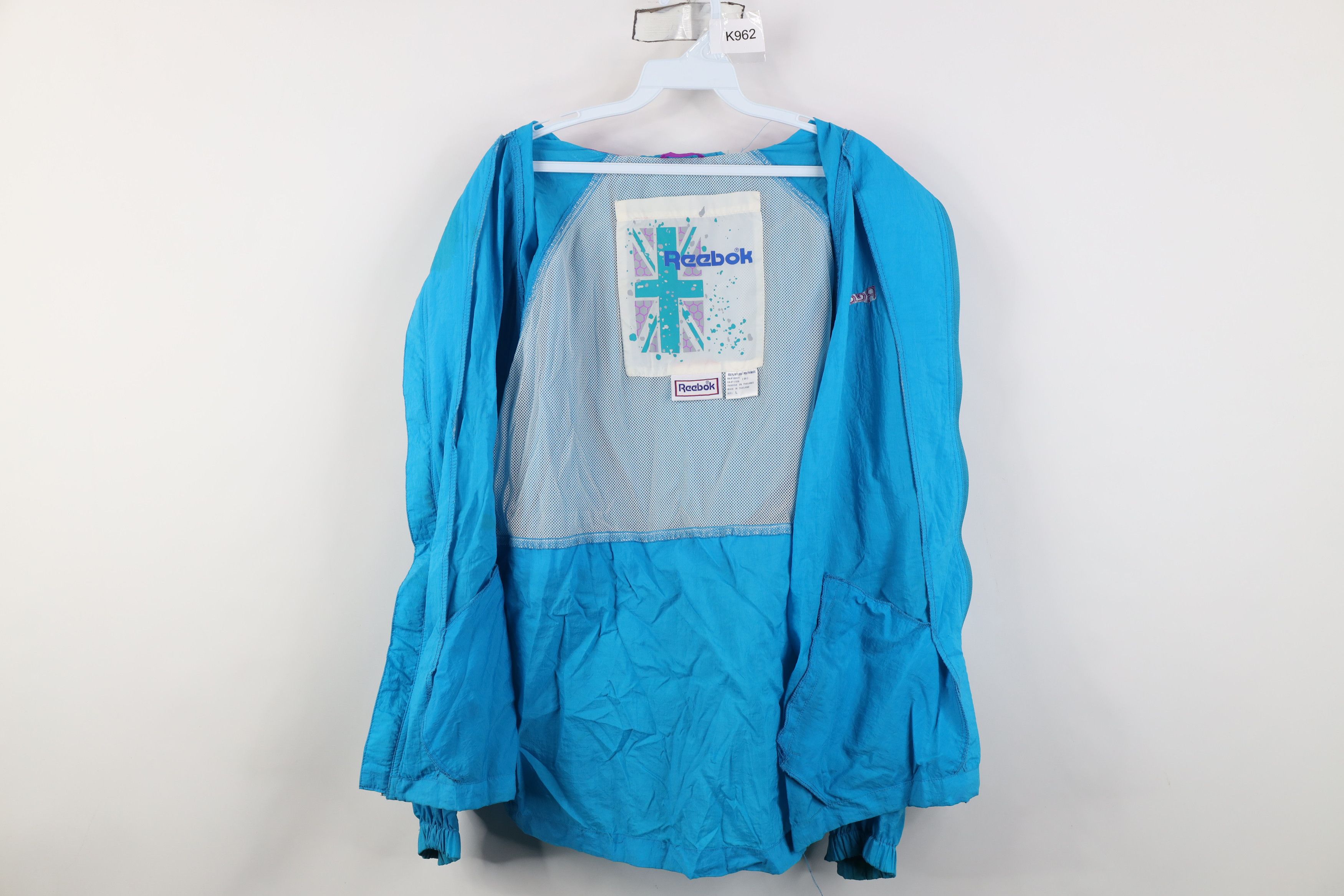 Reebok Vintage 90s Reebok Spell Out Hooded Windbreaker Jacket Size L / US 10 / IT 46 - 11 Thumbnail