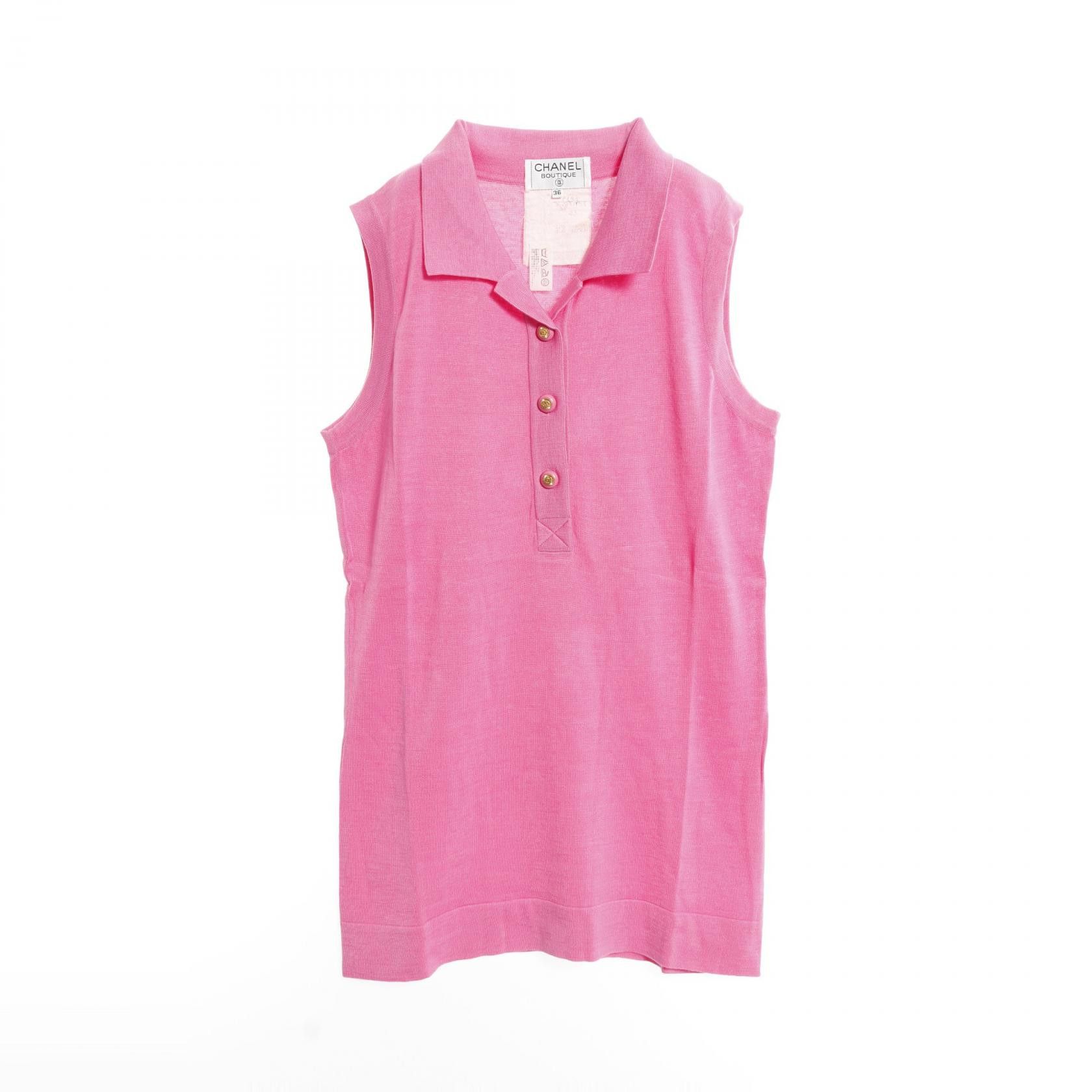 Chanel Chanel Chanel Coco Mark Button Cotton Knitwear Cotton Tops DUTY FREE for USA Size ONE SIZE - 1 Thumbnail