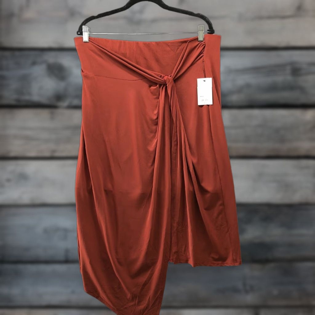 Nine West NINE WEST Skirt Midi Wrap Jersey Knit Pull On Brown 2XL Womens Pattern: Solid Stretchy Size XXL / US 16-18 / IT 52-54 - 1 Thumbnail