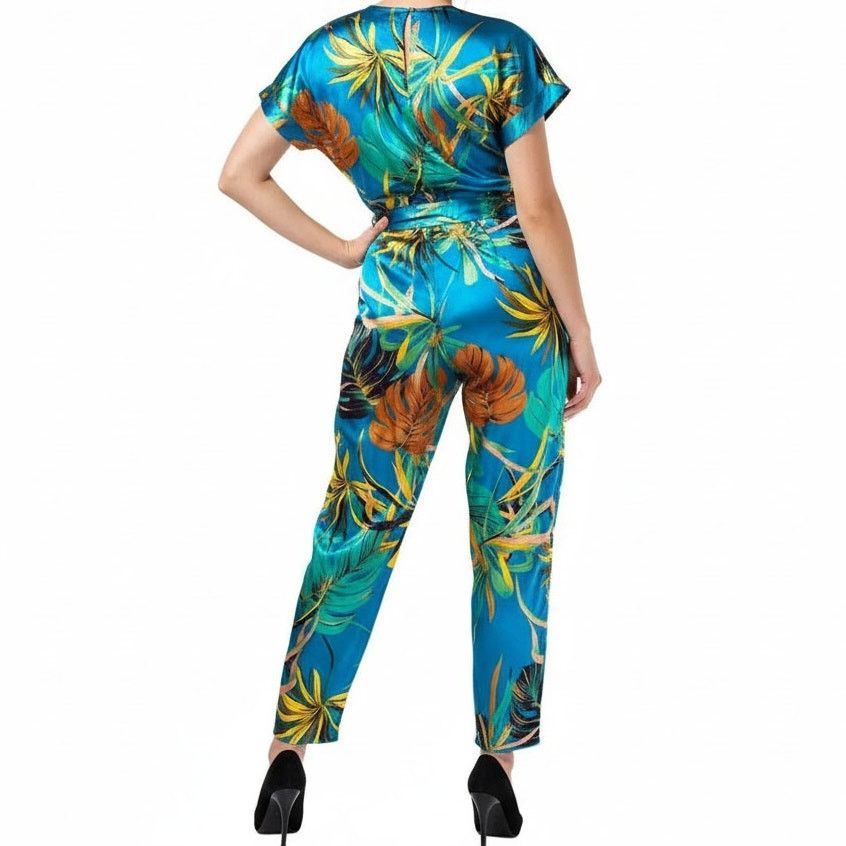 Zara Zara TRF Collection Green Printed Shortsleeve Jumpsuit, M Size 30" / US 8 / IT 44 - 8 Thumbnail
