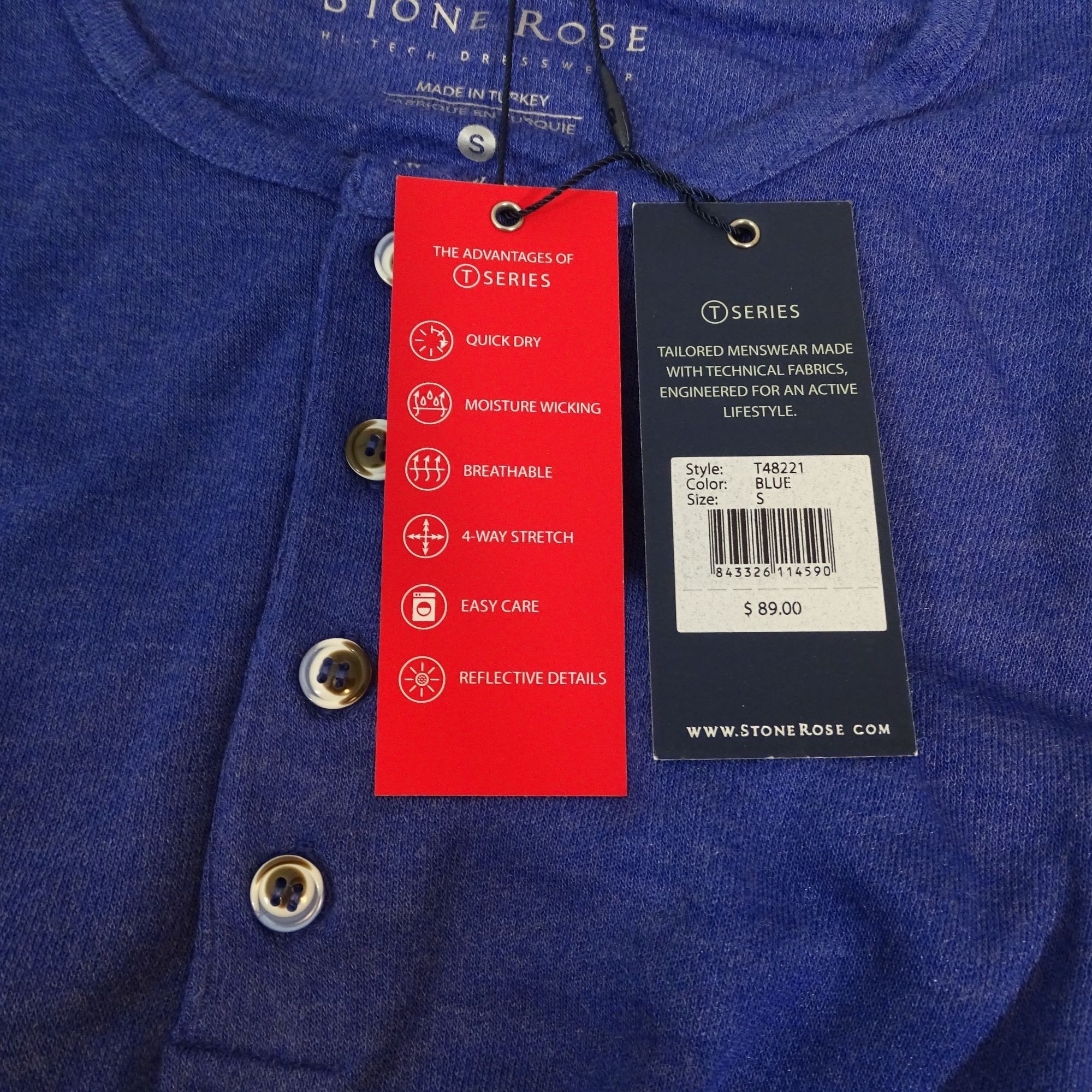 Stone Rose Stone Rose Men Blue Long Sleeve Henley Shirt T-shirt Size S Size US S / EU 44-46 / 1 - 7 Thumbnail
