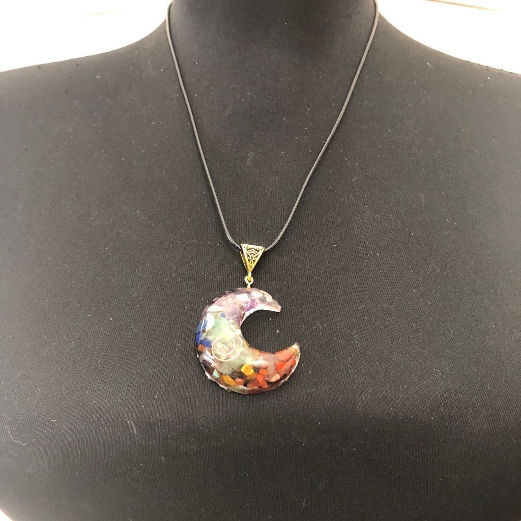 WE Fashion Moon Orgonite Pendant Chain Necklace Cosmic Healing Crystal Size ONE SIZE - 1 Thumbnail