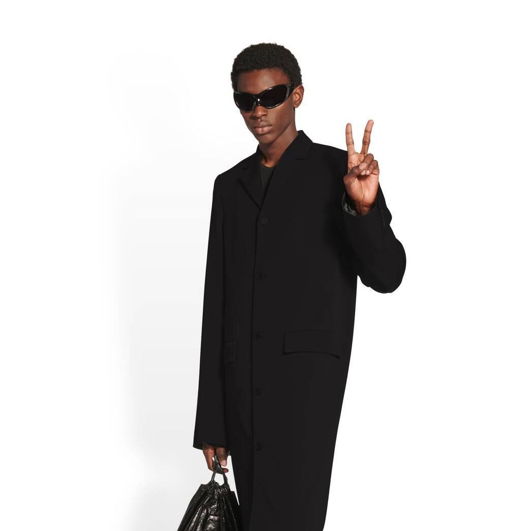 Balenciaga o1srvl11e1124 Fitted Coat in Black Size US S / EU 44-46 / 1 - 5 Thumbnail