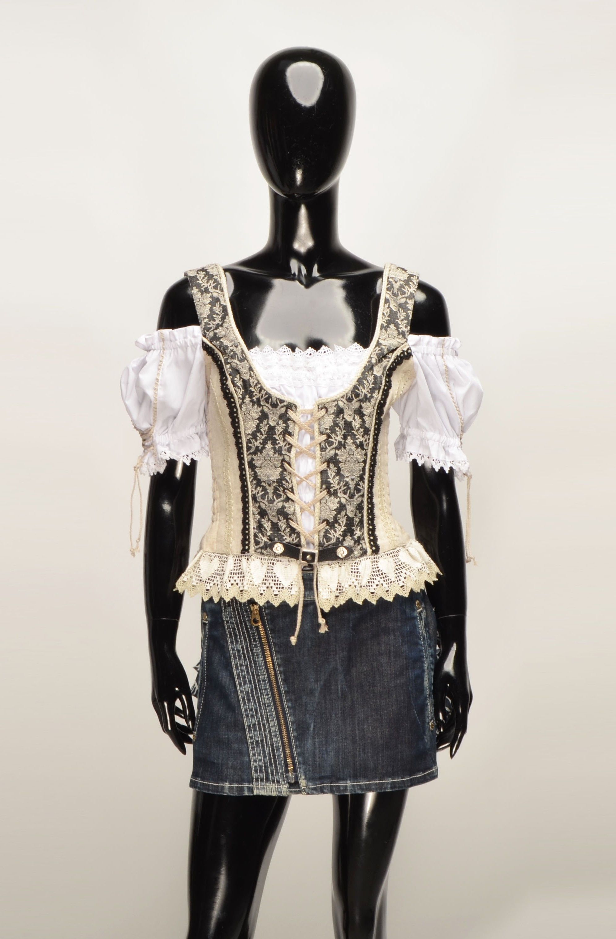 Vintage Vintage Country Line Cottage Bondage Linen Dirndl Corset Size M / US 6-8 / IT 42-44 - 2 Thumbnail