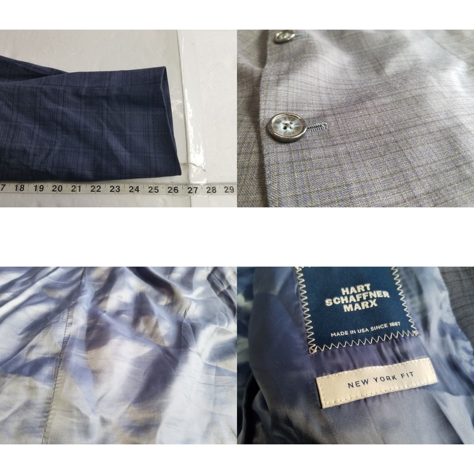 Hart Schaffner Marx Hart Schaffner Marx Blazer Men 52R Wool Plaid Blue USA Made Dillards 2 Button Size 52R - 8 Thumbnail