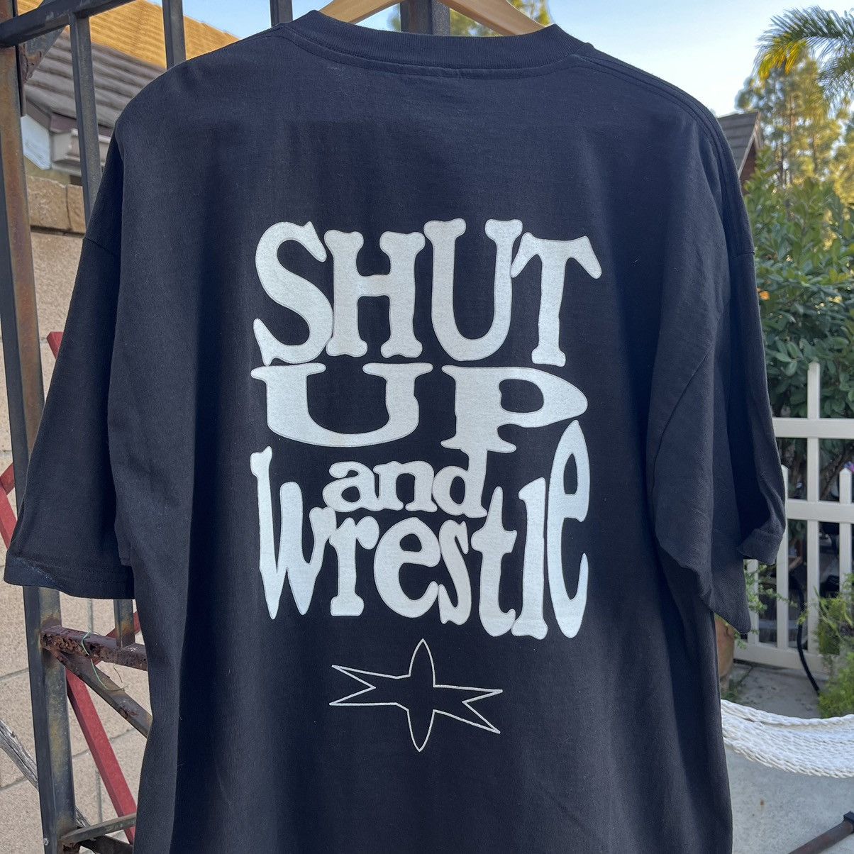 image of Vintage 90's Wcw "shut Up And Wrestle" T-Shirt in Black, Men's (Size 2XL)