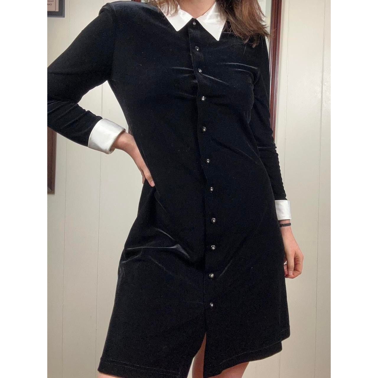 Vintage Vintage 90s Women's 12 Whimsigoth Button Black Velvet Dress Size XL / US 12-14 / IT 48-50 - 3 Thumbnail