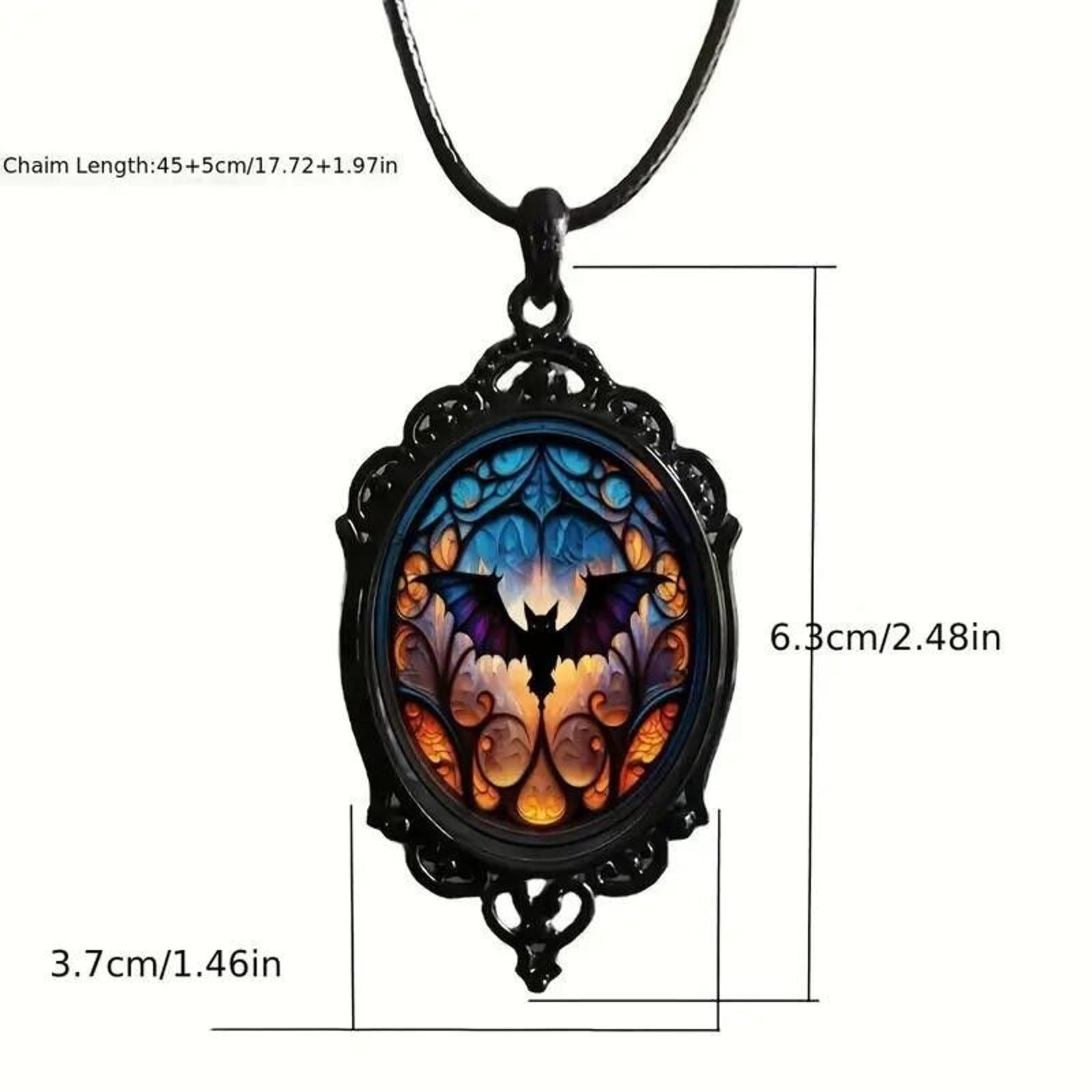Other Gothic Halloween Retro Bat Design Necklace • Orange Black Size ONE SIZE - 6 Thumbnail