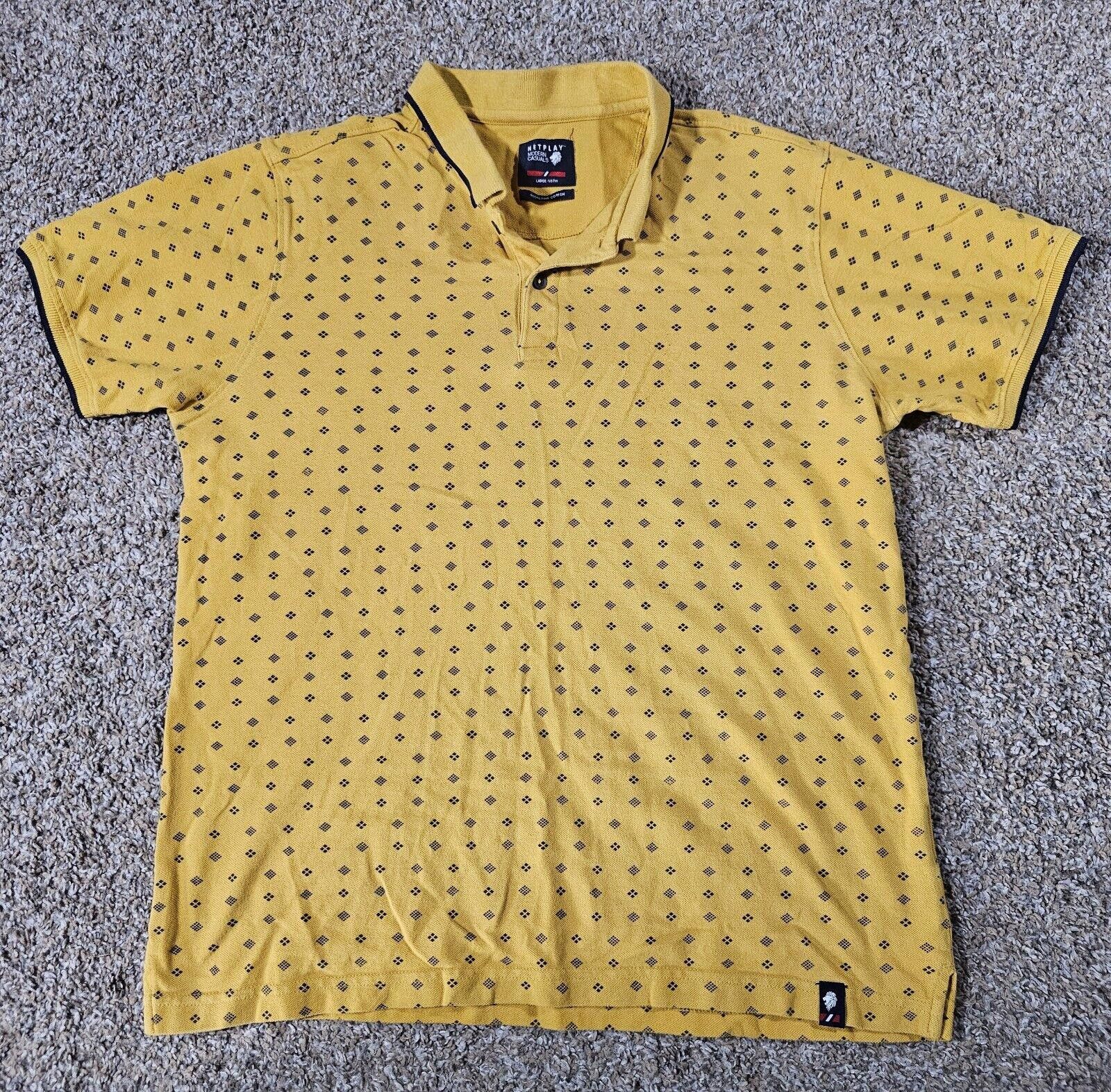 Designer Netplay modern casuals LG yellow polo shirt 100% fine cotton Size US L / EU 52-54 / 3 - 1 Thumbnail
