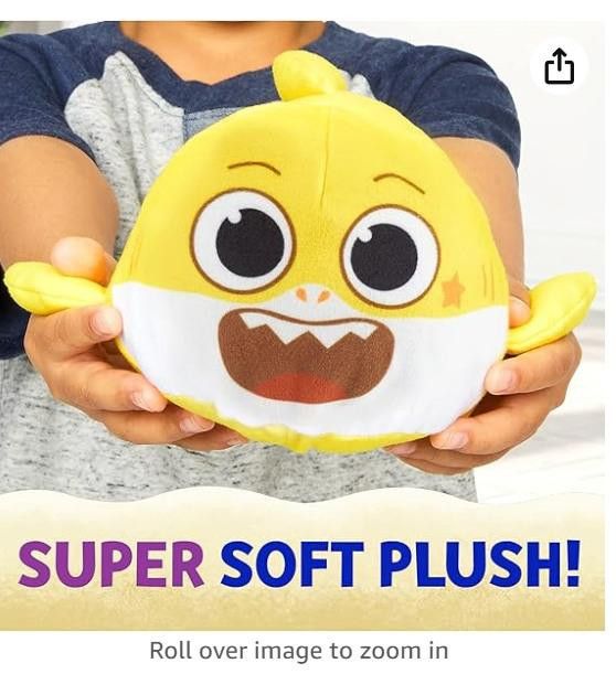 Designer Baby Shark plush - Reverse to turn into Super Shark glasses! Size ONE SIZE - 1 Thumbnail