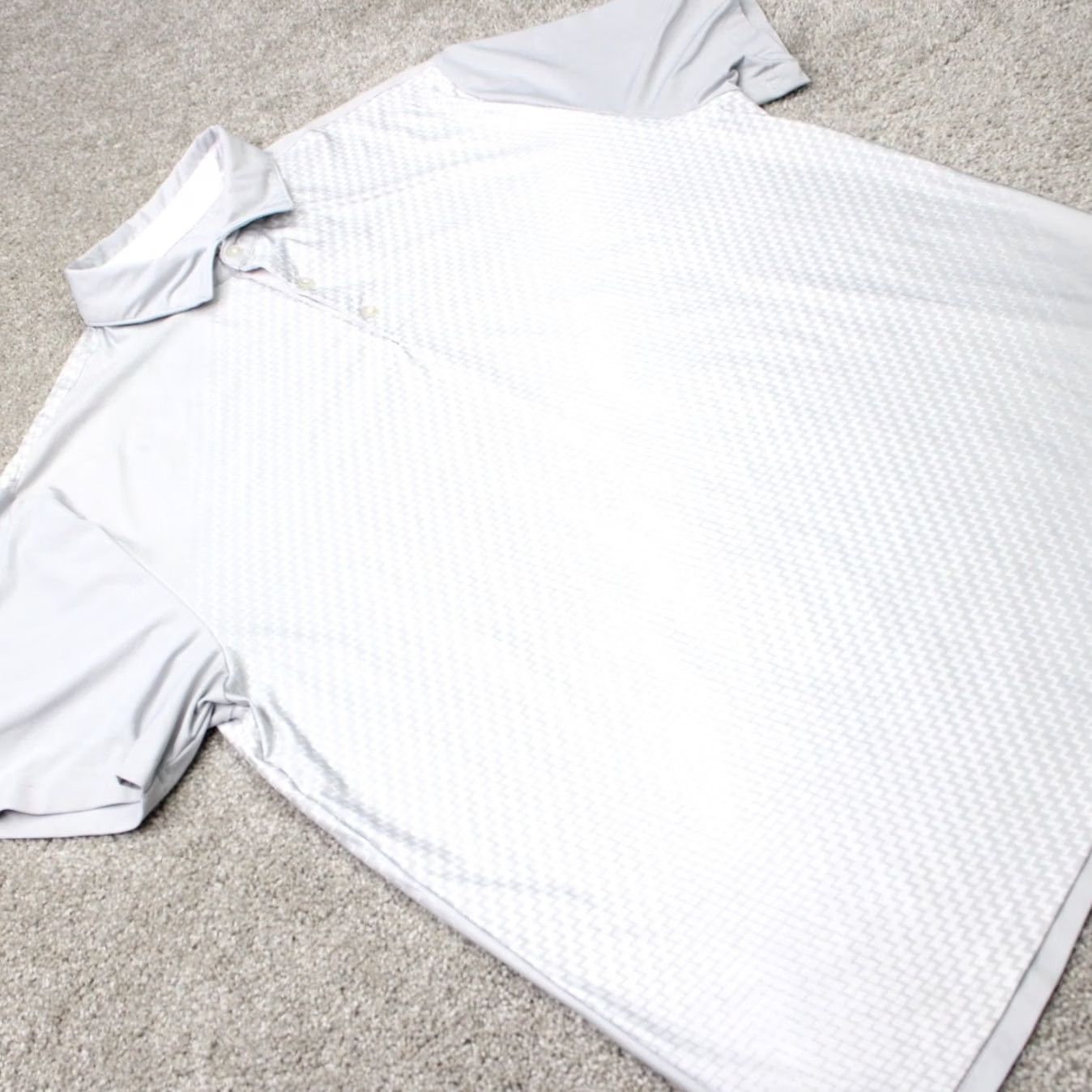 Vintage Hickey Freeman Golf Polo Shirt Mens Large Gray Geometric Stretch Short Sleeve Polo Size US L / EU 52-54 / 3 - 7 Thumbnail