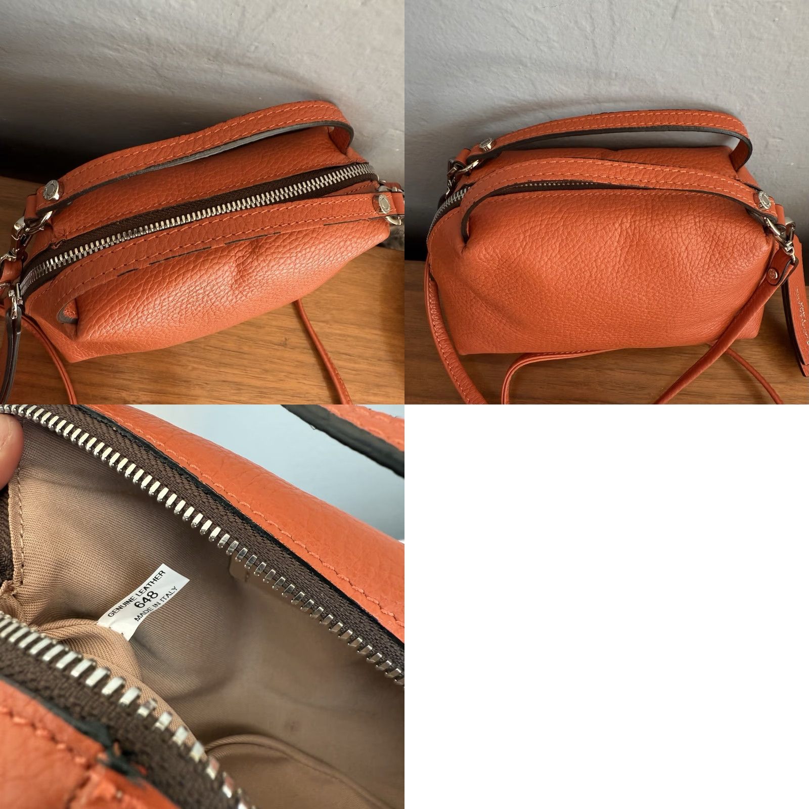 Gianni Chiarini Gianni Chiarini Leather Alifa 2-Way Tote Bag Small Crossbody Purse Bag Orange Women Bag Orange 2-way Shoulder Bag Womens Size ONE SIZE - 8 Thumbnail
