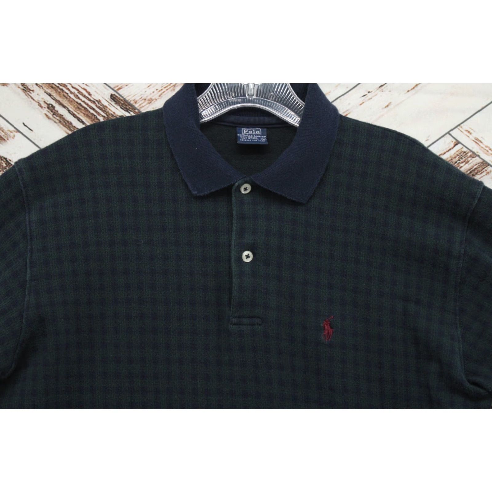Polo Ralph Lauren VINTAGE Polo Ralph Lauren Sweater Shirt Men L Blue Green Check Cotton Knit Pullover Embroidered Logo 90s Preppy Mens Size US L / EU 52-54 / 3 - 7 Thumbnail