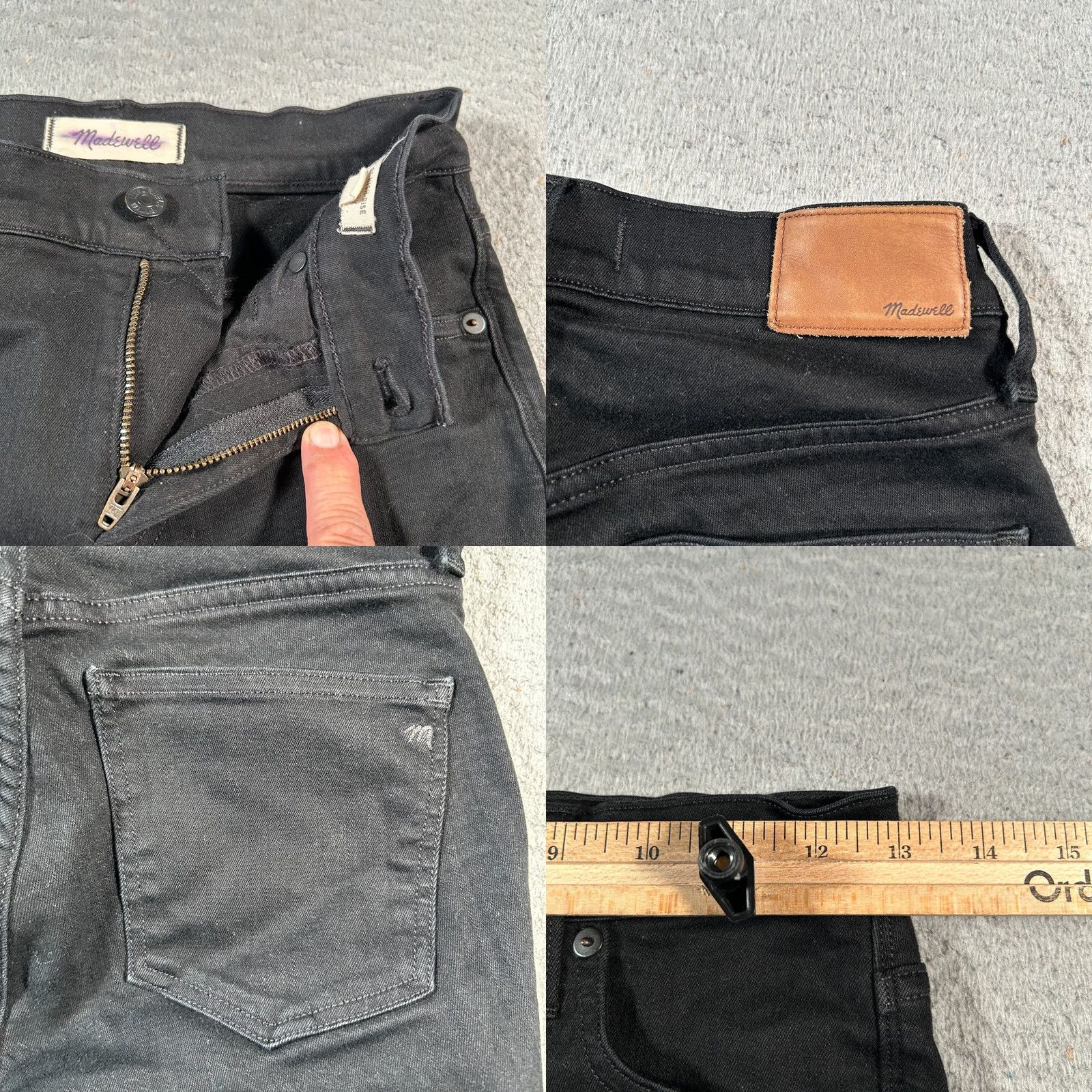 Madewell Madewell Jeans Womens 25S Black 9" High Rise Skinny Denim Cotton Stretch Jeans Size 42" / US 20 - 8 Thumbnail
