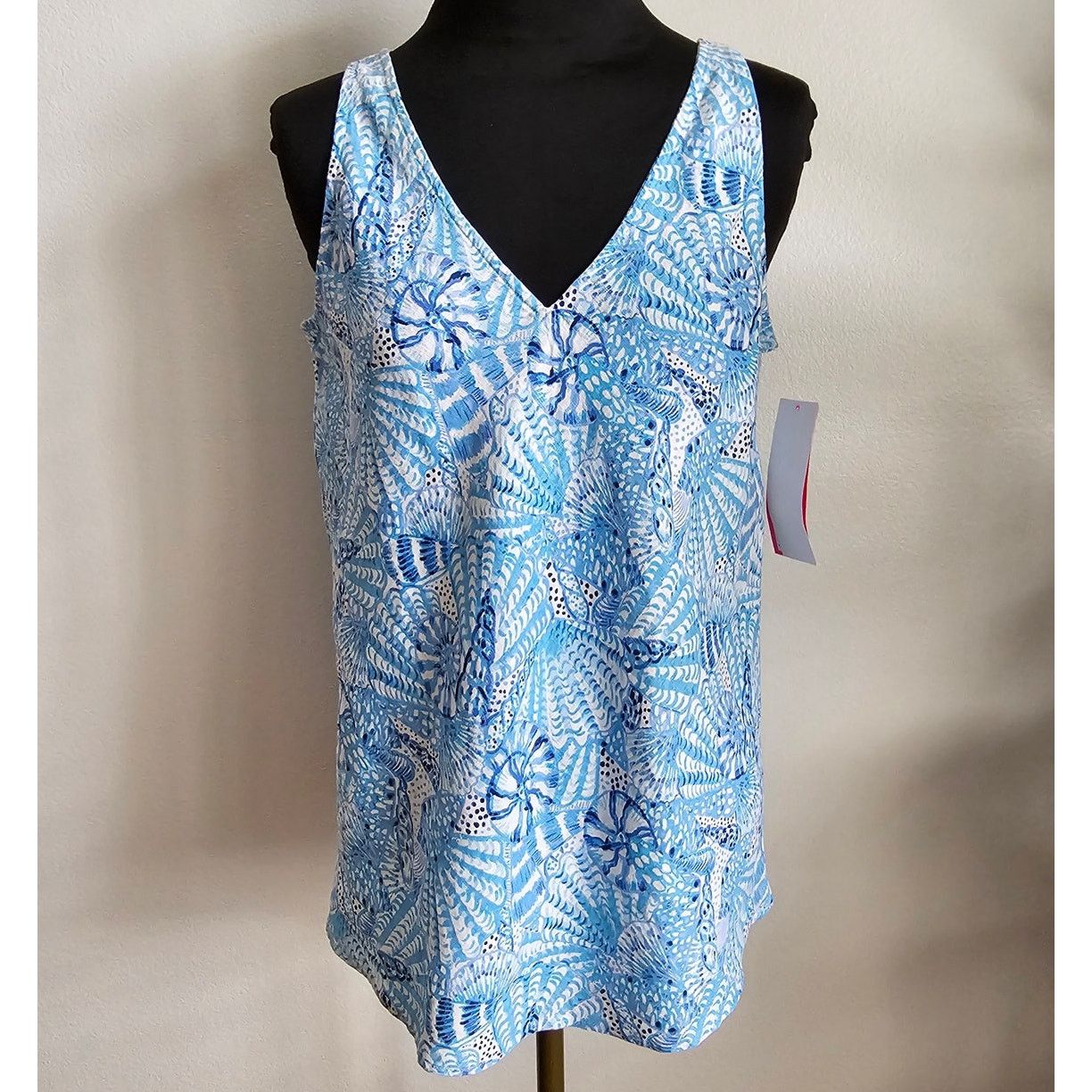Lilly Pulitzer Lilly Pulitzer Florin Amalfi Blue Linen Tank Top Blouse XS Size XS / US 0-2 / IT 36-38 - 3 Thumbnail