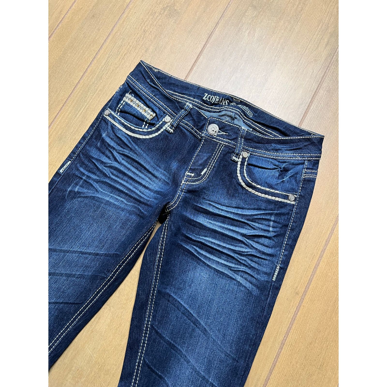 Vintage ZCO Jeans Premium Womens Size 7 Bootcut Flare Dark Wash Y2K Size 29" - 2 Thumbnail