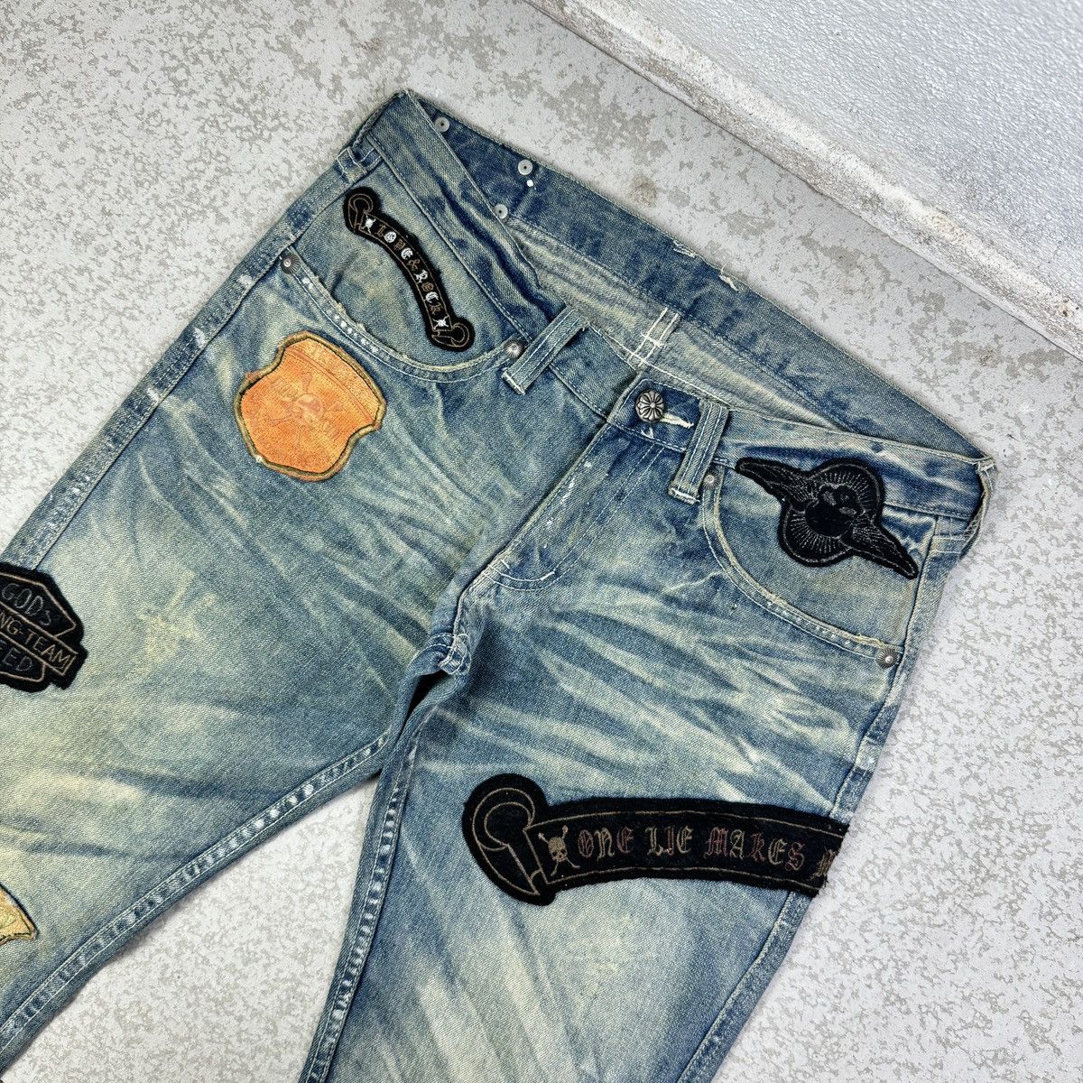 If Six Was Nine Japanese Brand Army of Me Patches Flare Jeans Size US 31 - 4 Thumbnail