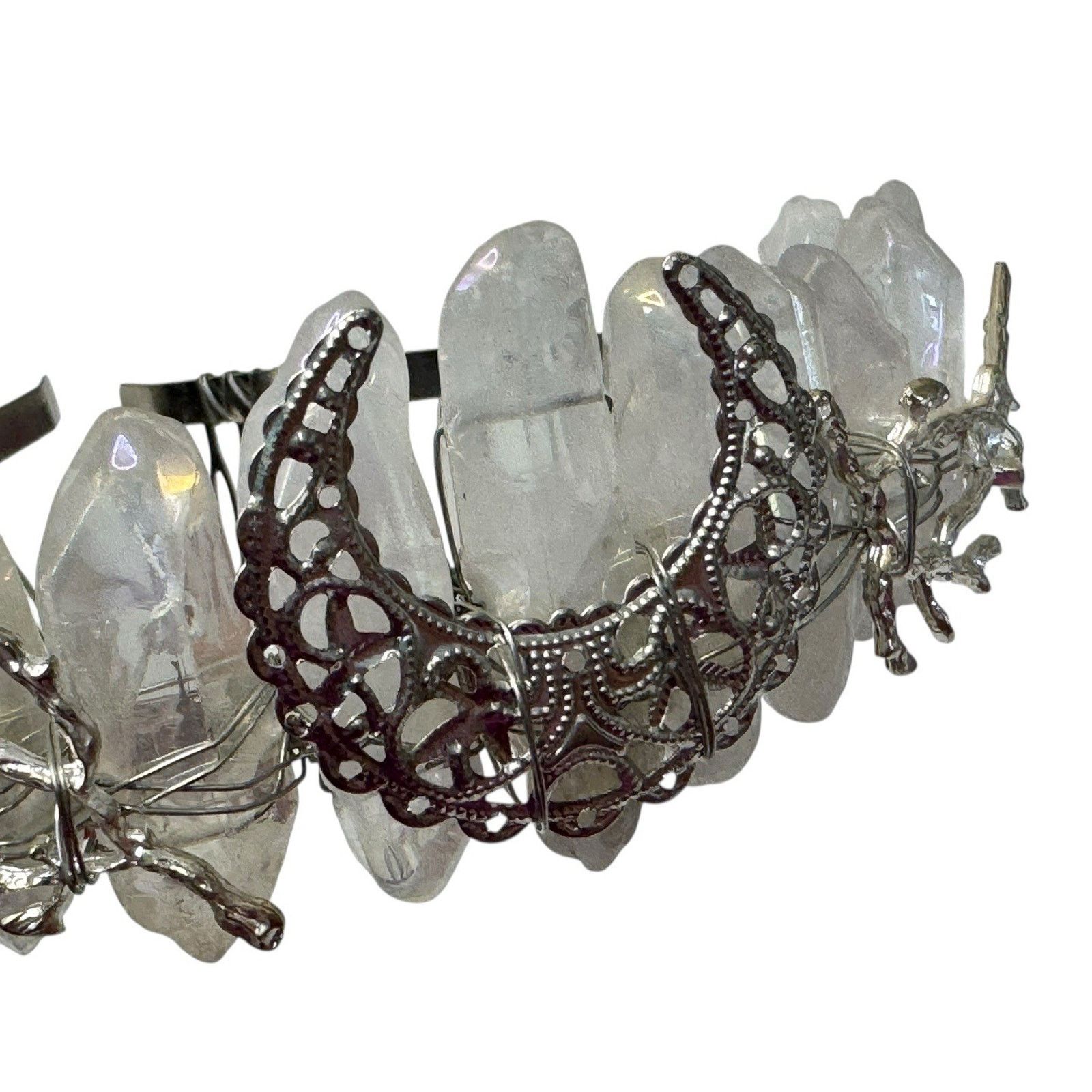 Other Aura Natural Raw Quartz Angel Crystal Goddess Tiara Crown Size ONE SIZE - 7 Thumbnail