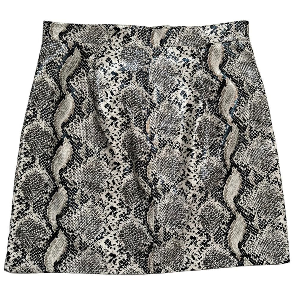 Designer Missguided l Faux Leather Snakeskin Print Skirt Size 4 Size 27" / US 4 / IT 40 - 2 Thumbnail