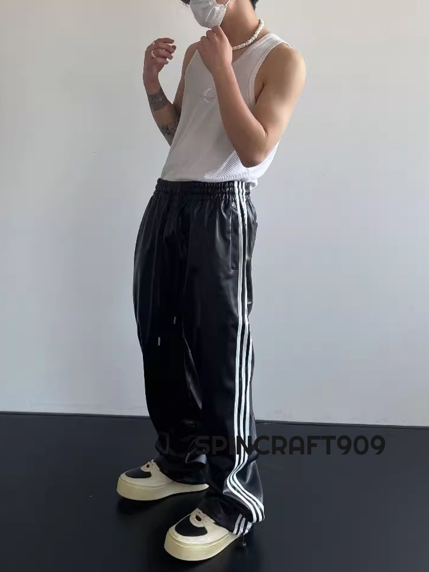 Track Faux Leather Pants