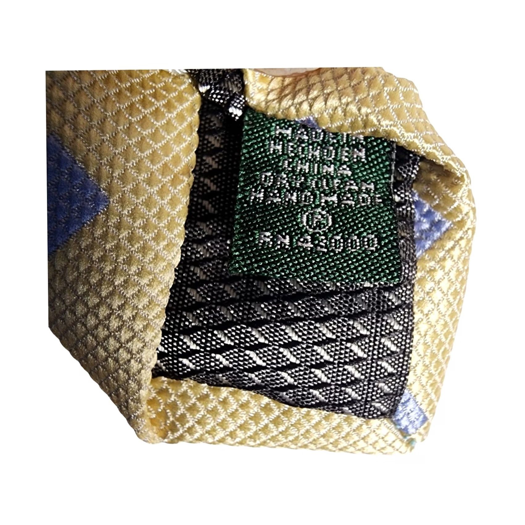Vintage David Taylor Collection Silk Blend Tie Gold Blue Micro Dot Pattern Size ONE SIZE - 5 Thumbnail